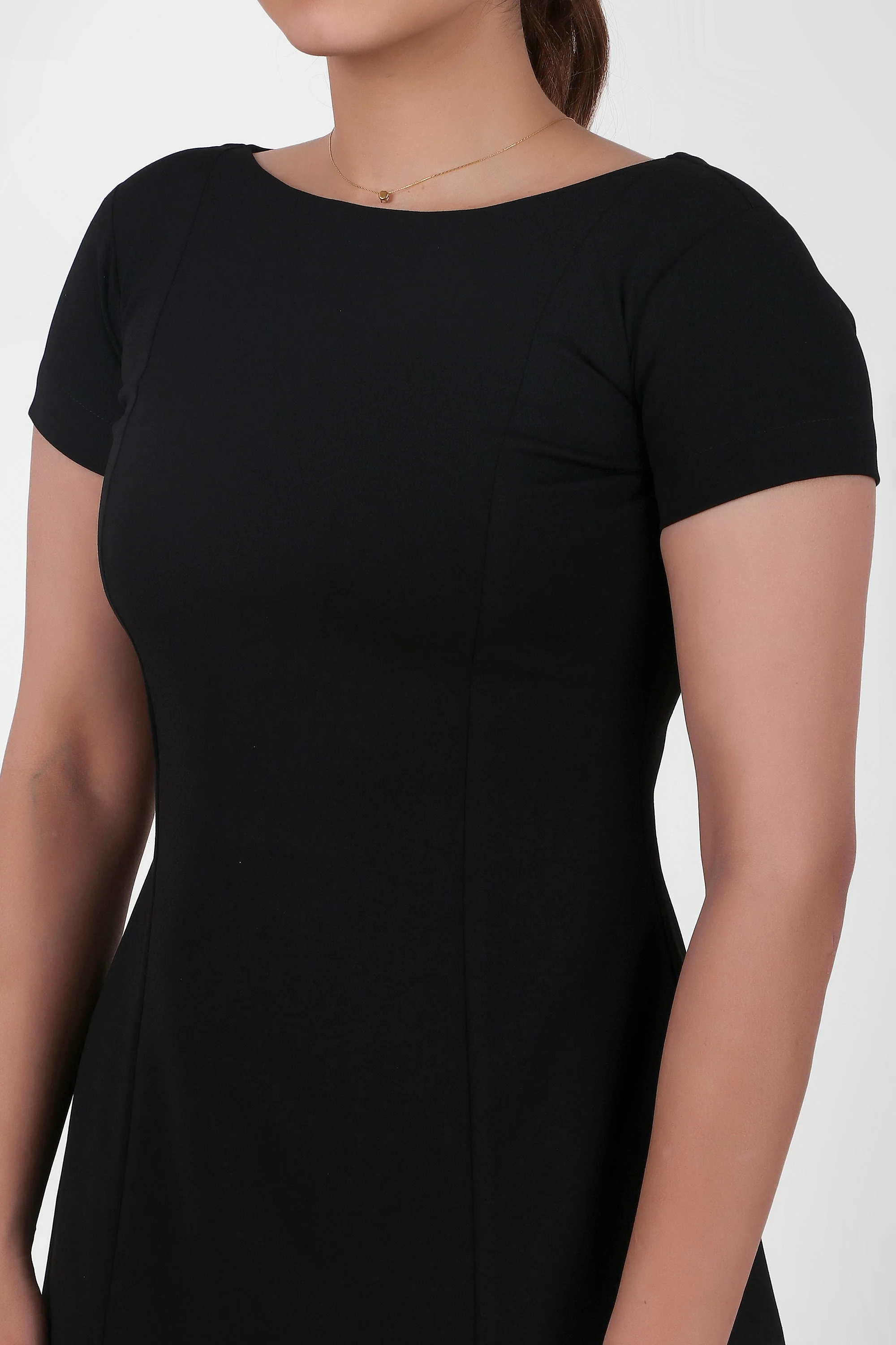 Classic Comfort A-line Dress, Black - Image 5