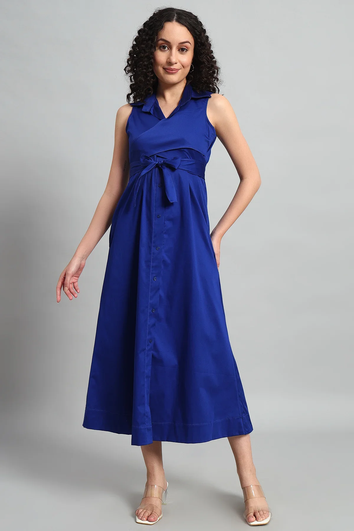 Cobalt Charm A-Line Wrap Dress - Image 5