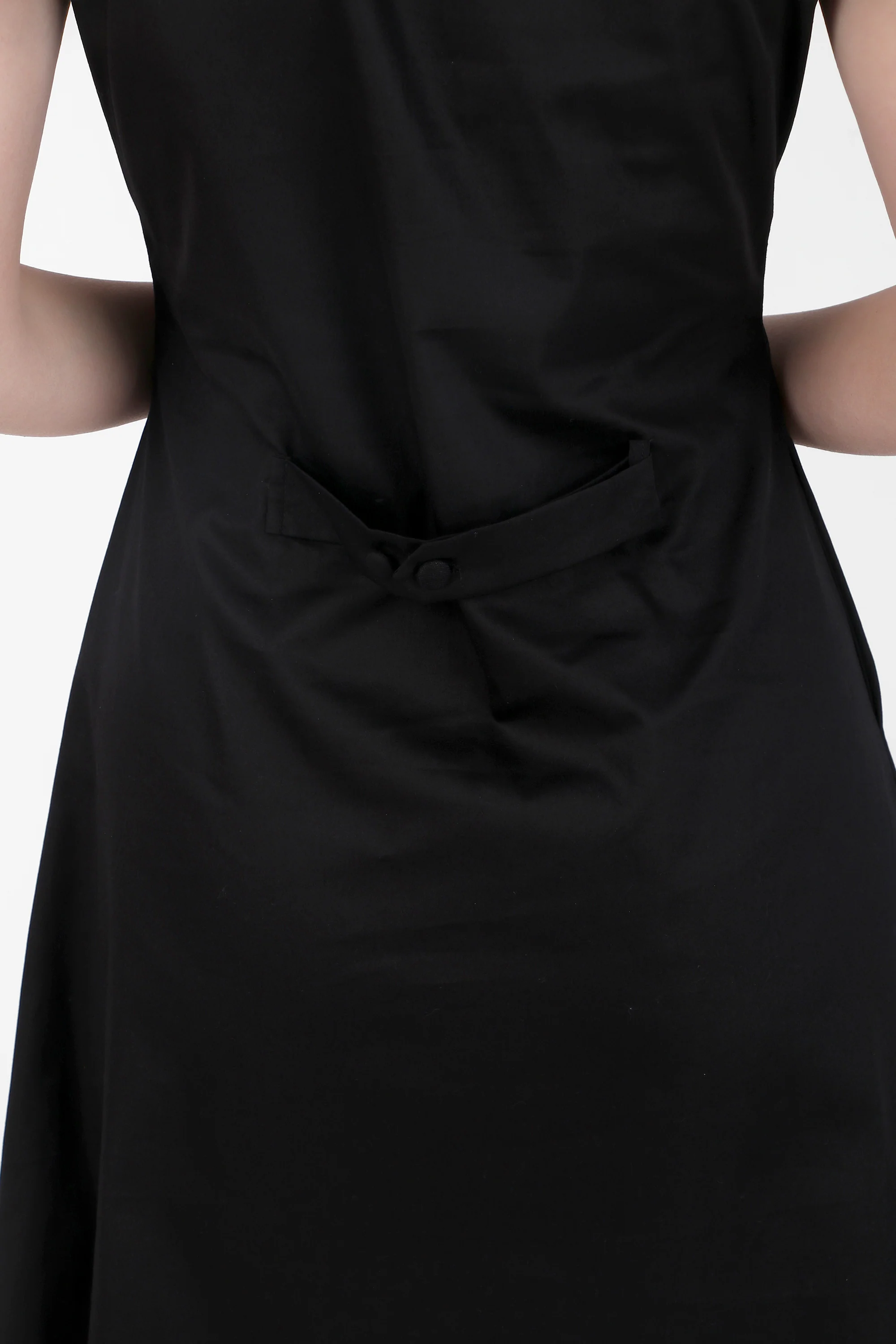 Lapel Grace Calf-Length Dress, Black - Image 6