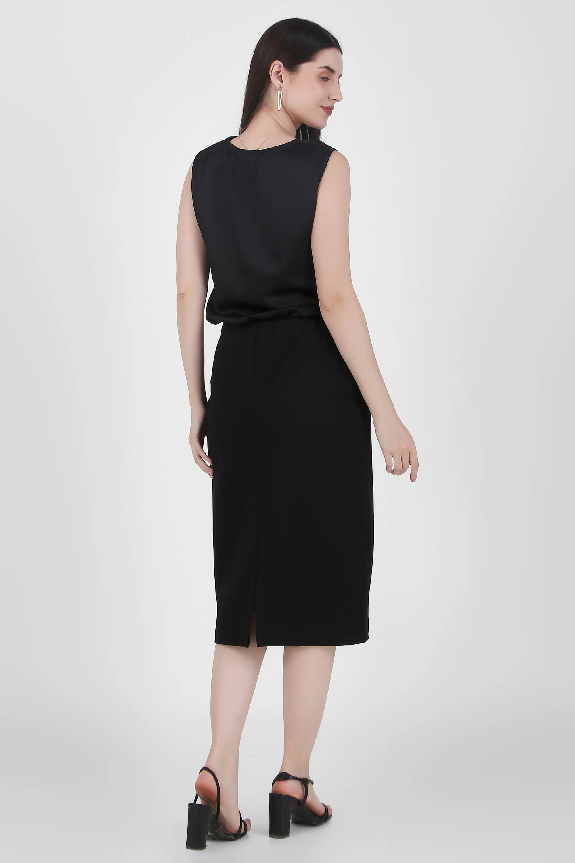 Drapey Cowl Neck Sleevless Top, Black - Image 3