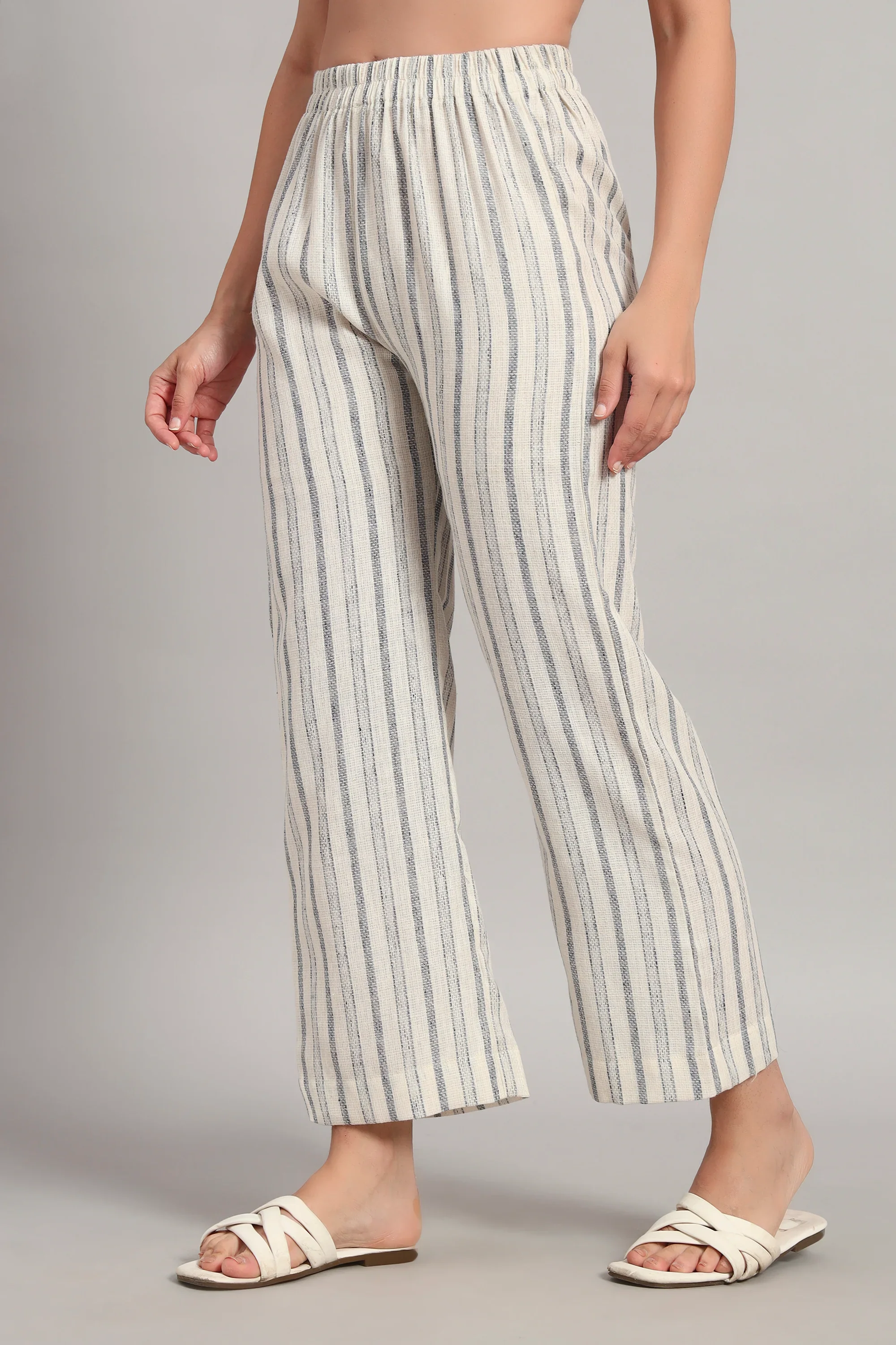 Dufftar Diaries Kurta Set, Beige Stripes - Image 6