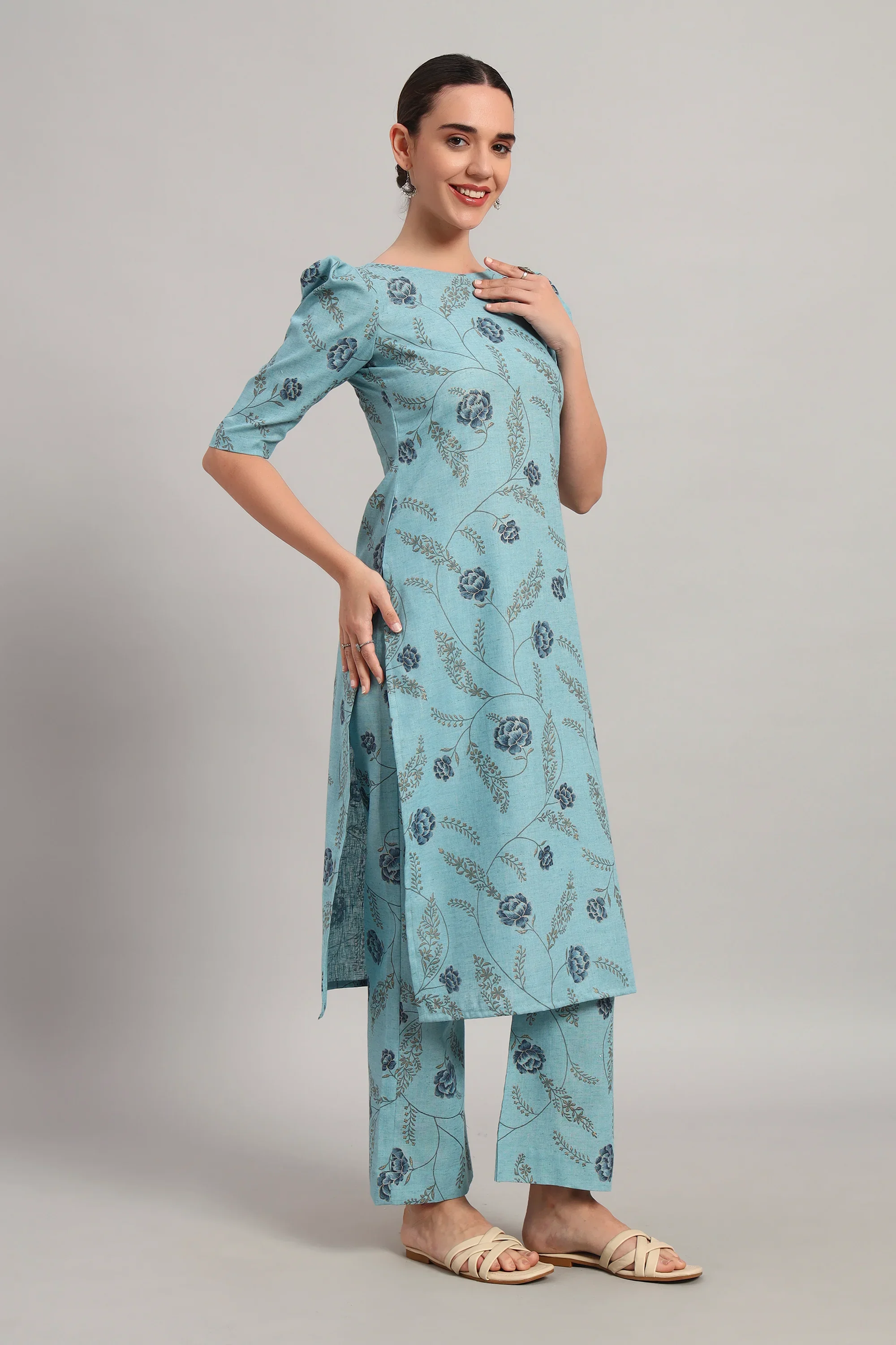 Dufftar Diaries Kurta Set, Sky Blue - Image 3