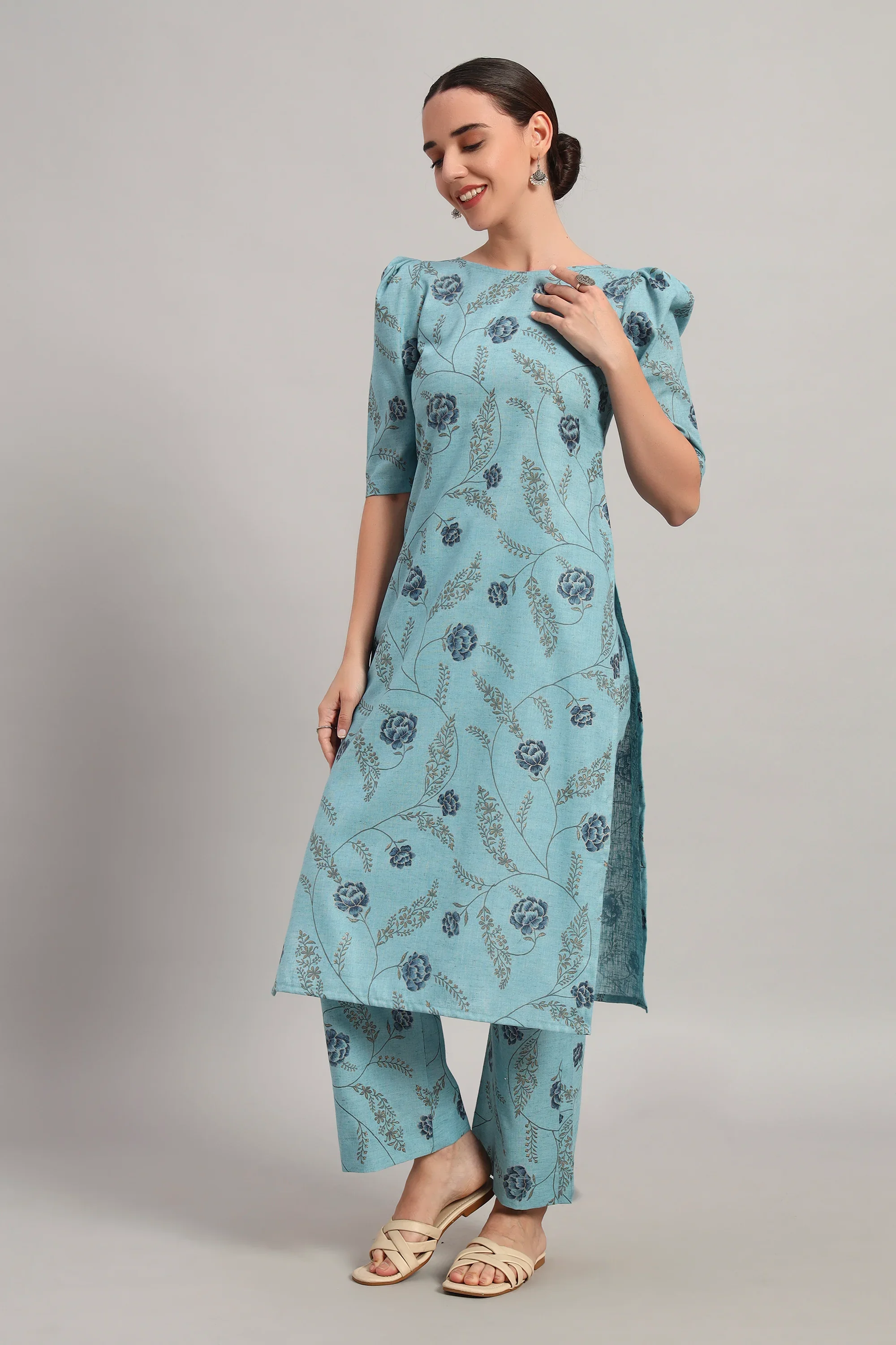 Dufftar Diaries Kurta Set, Sky Blue - Image 4