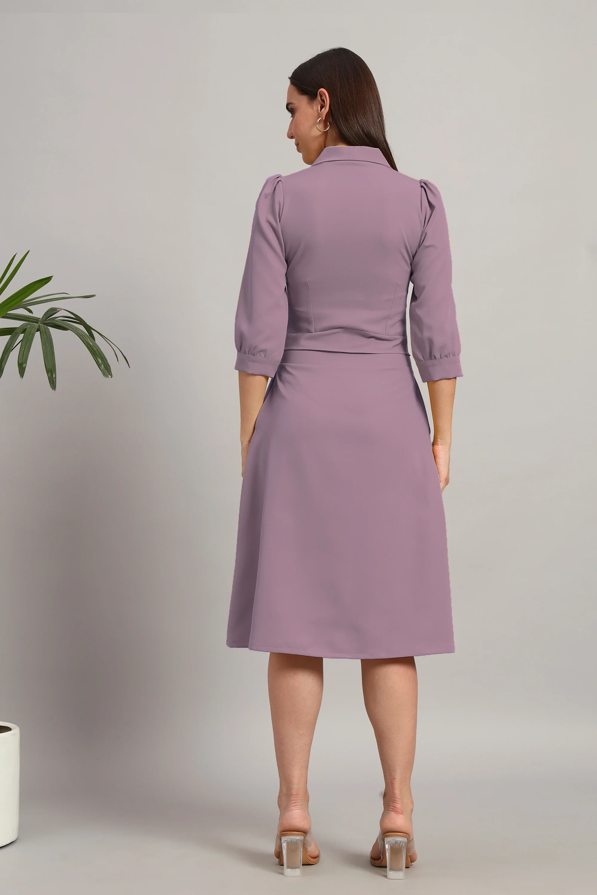 Dusty Blush Pink, Full Sleeves Midi Dress - Image 6