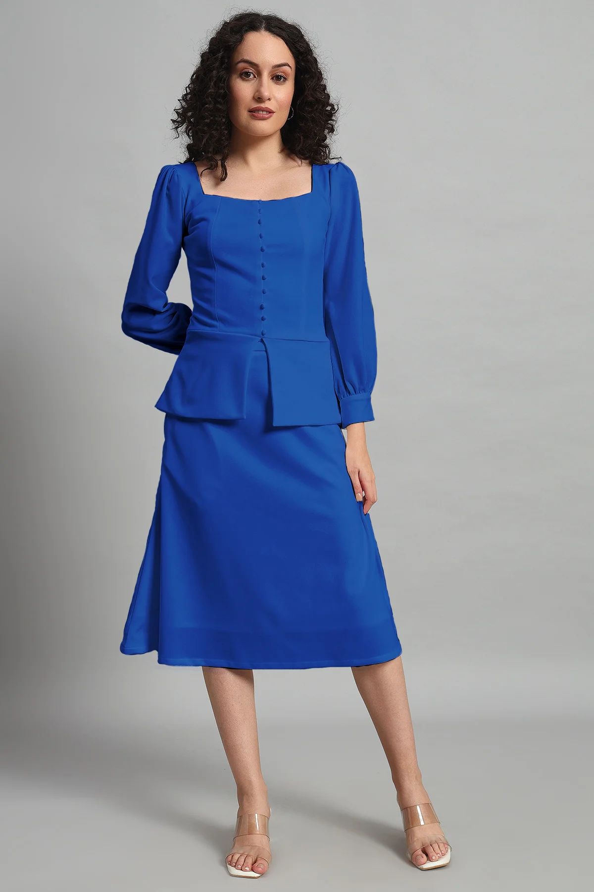 Flare of Grace Skirt Co-ord Set, Blue - Image 4