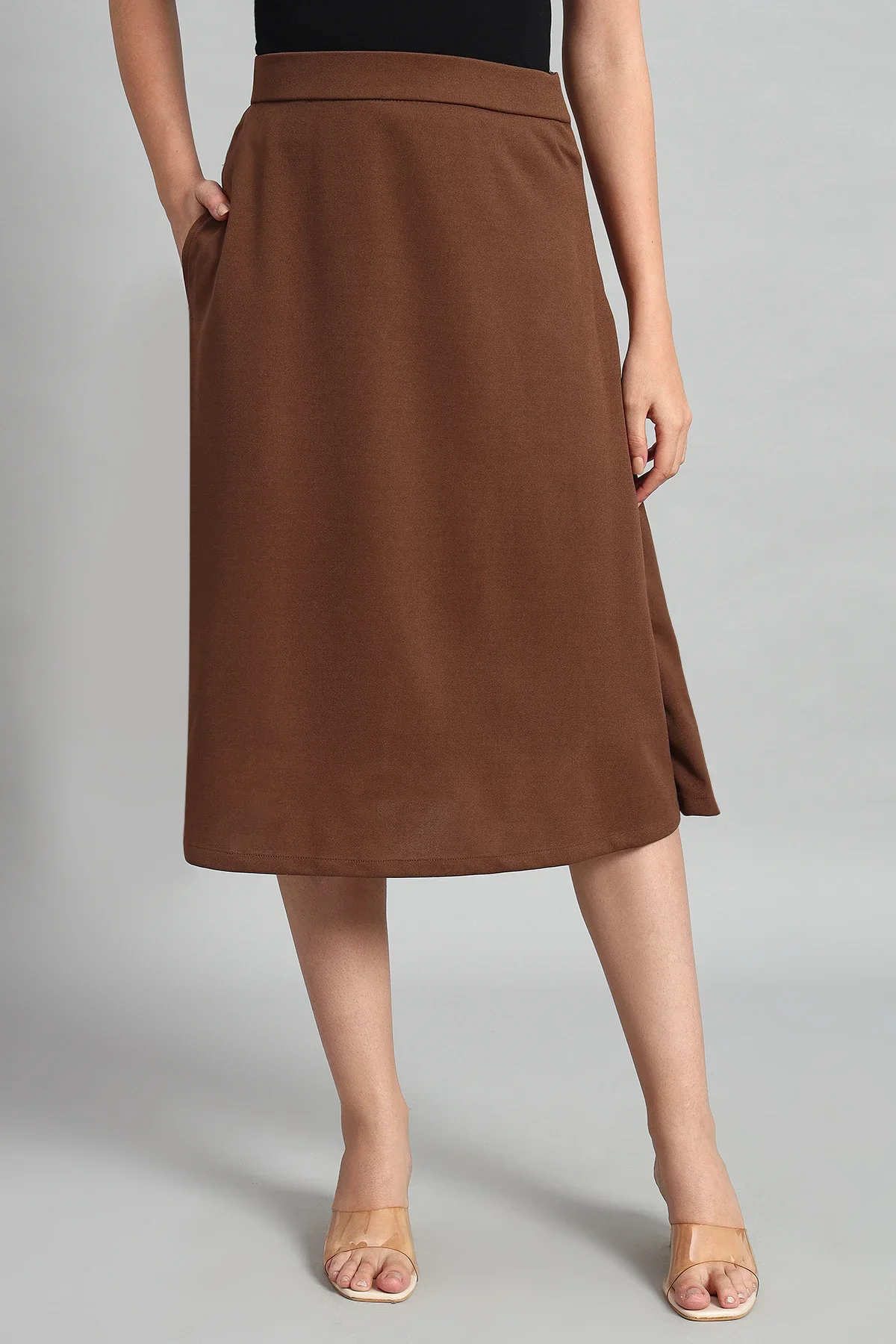 Flare of Grace Skirt Co-ord Set, Brown - Image 6