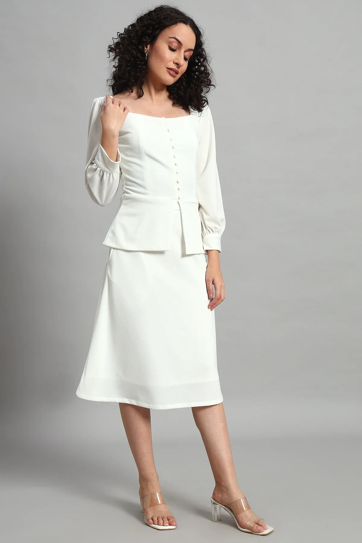 Flare of Grace Skirt Co-ord Set, Ivory - Image 4