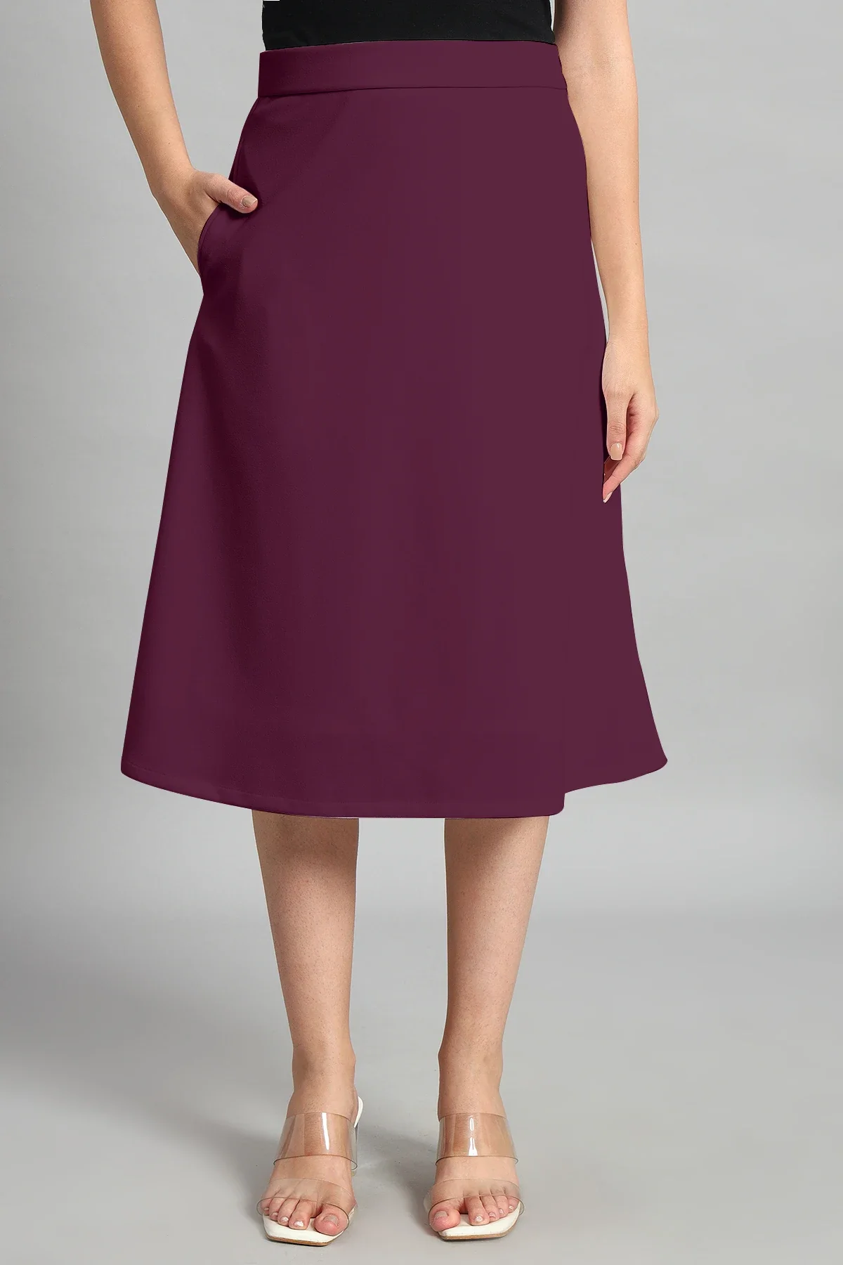 Flare of Grace Skirt Co-ord Set, Plum - Image 5