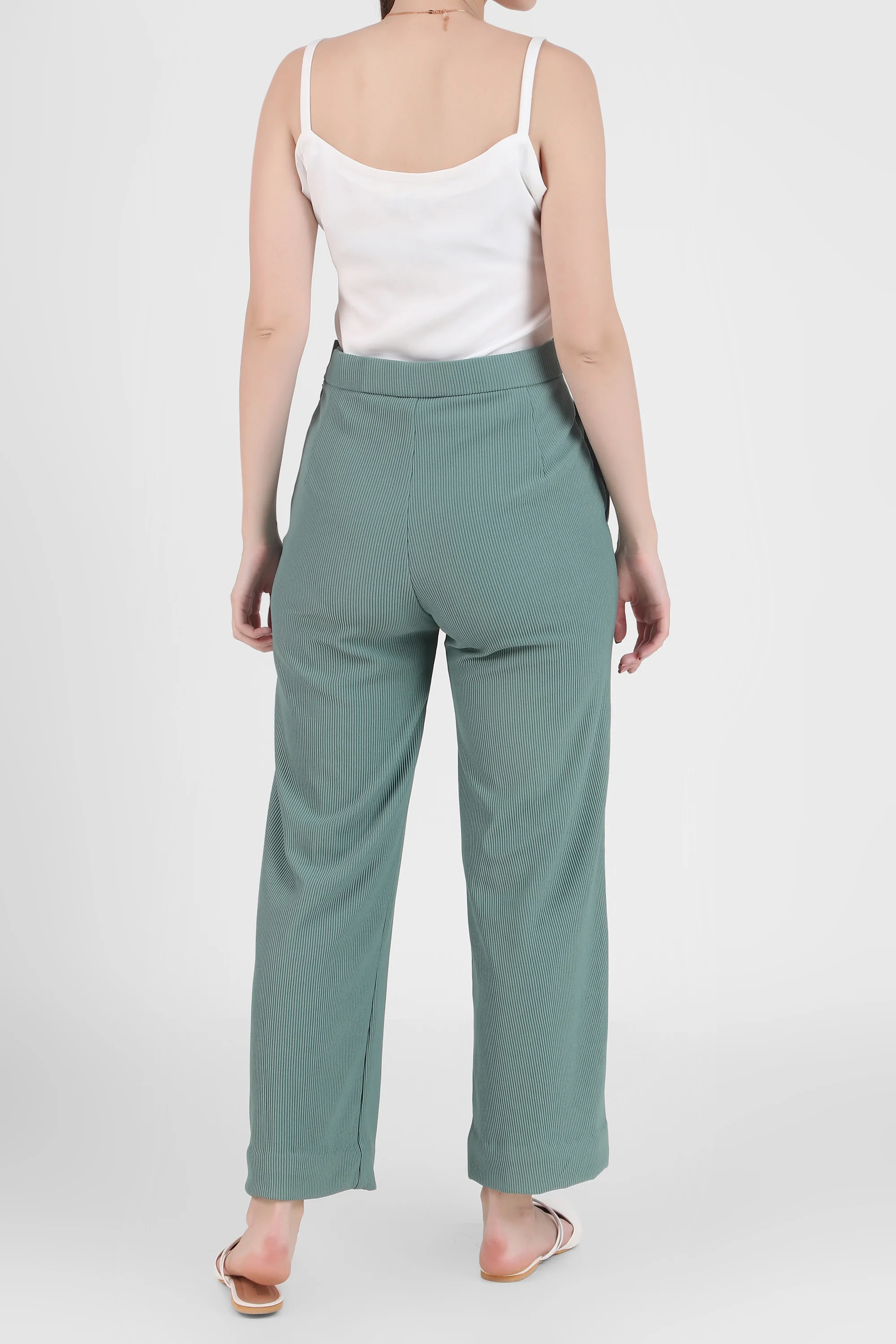 Front Open Style Blazer with Flowing Trousers, Sea Green - Image 8