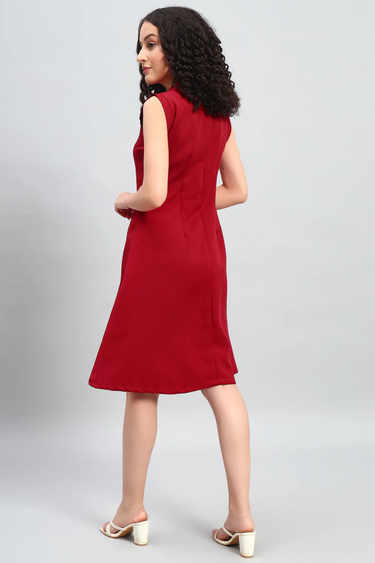 Front Zip Dress, Red - Image 6