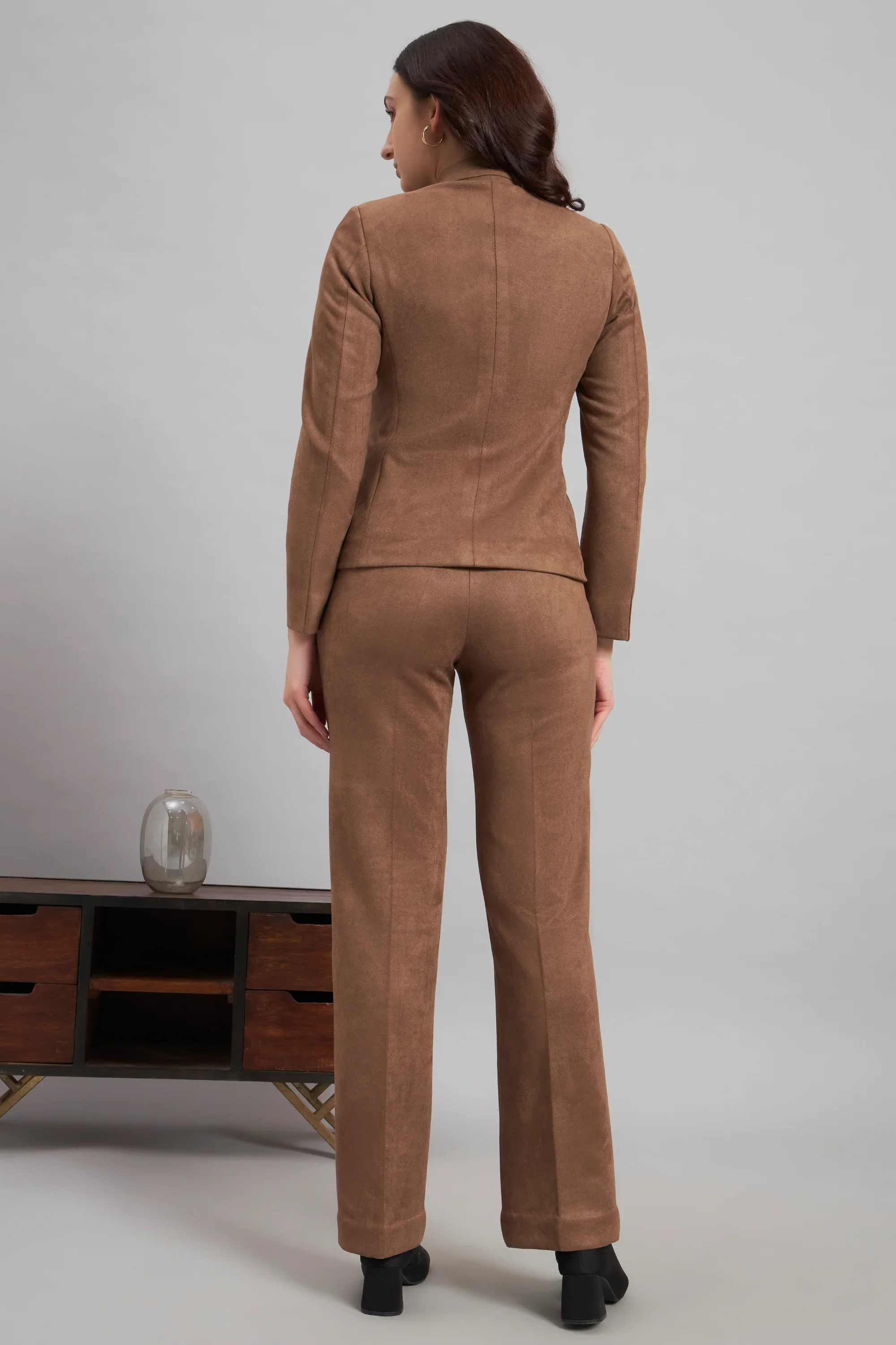 Grace with Grit Suede Jacket Trouser Co-ord, Brown - Image 7