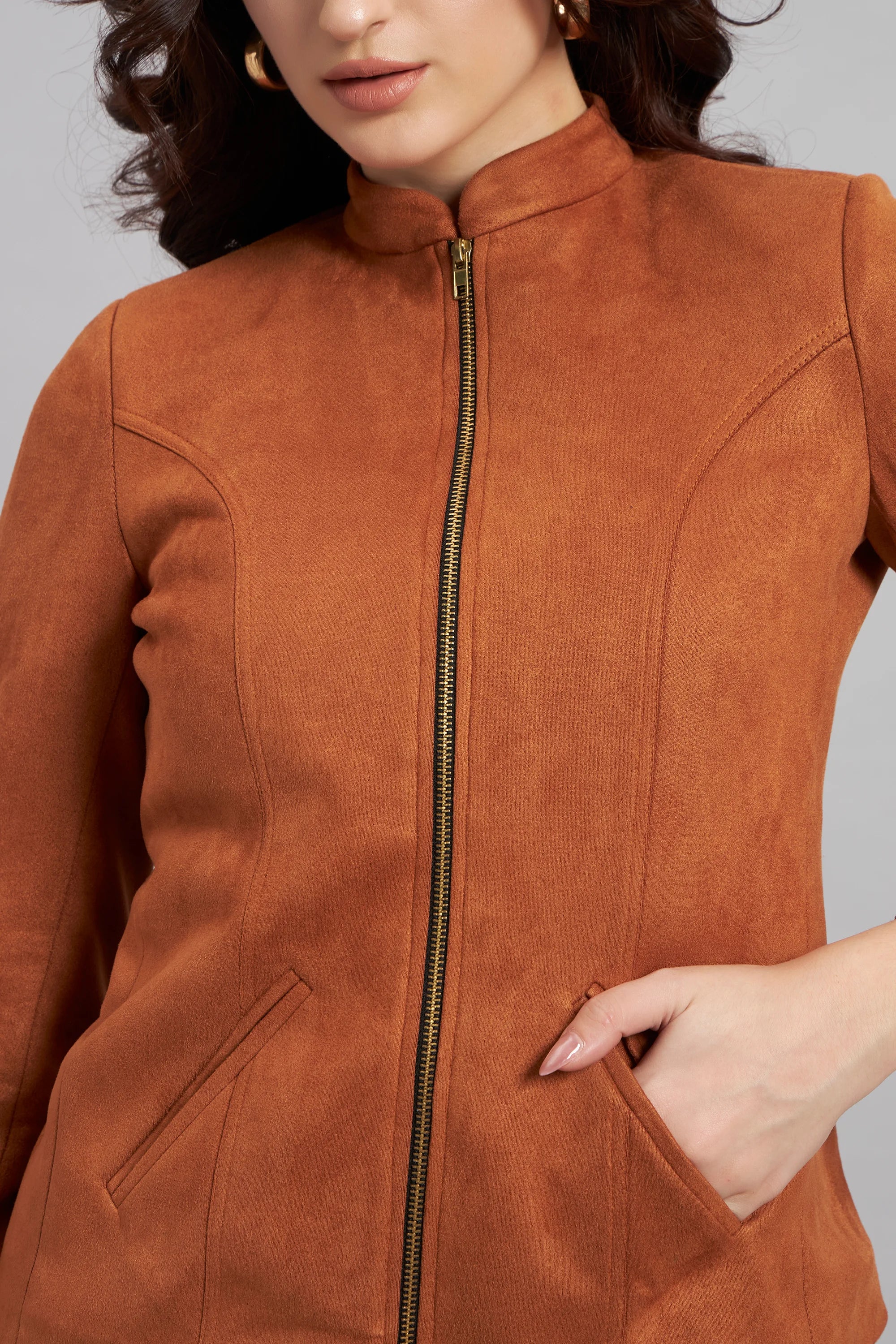 Grace with Grit Suede Jacket Trouser Co-ord, Tan - Image 5