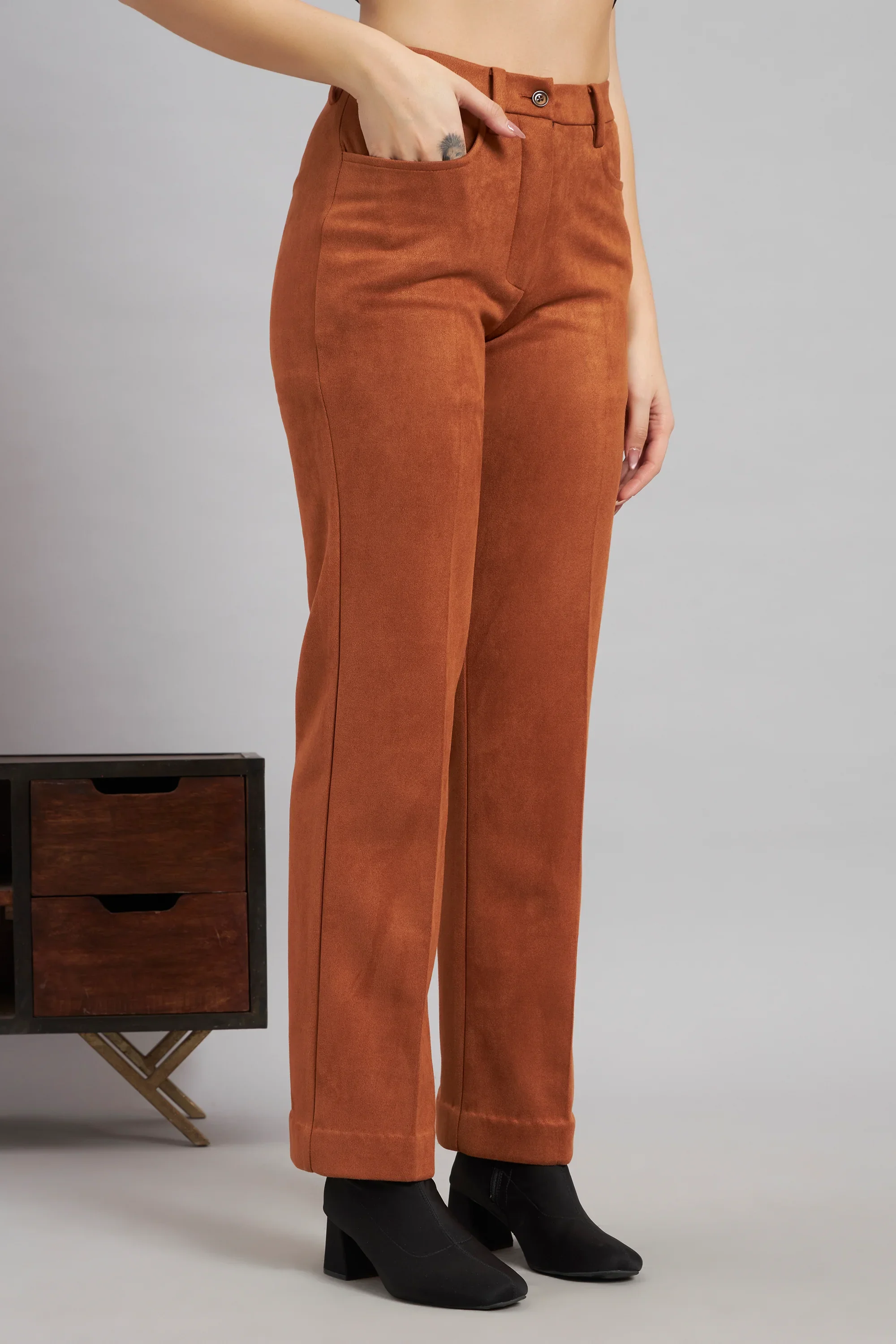 Grace with Grit Suede Jacket Trouser Co-ord, Tan - Image 6