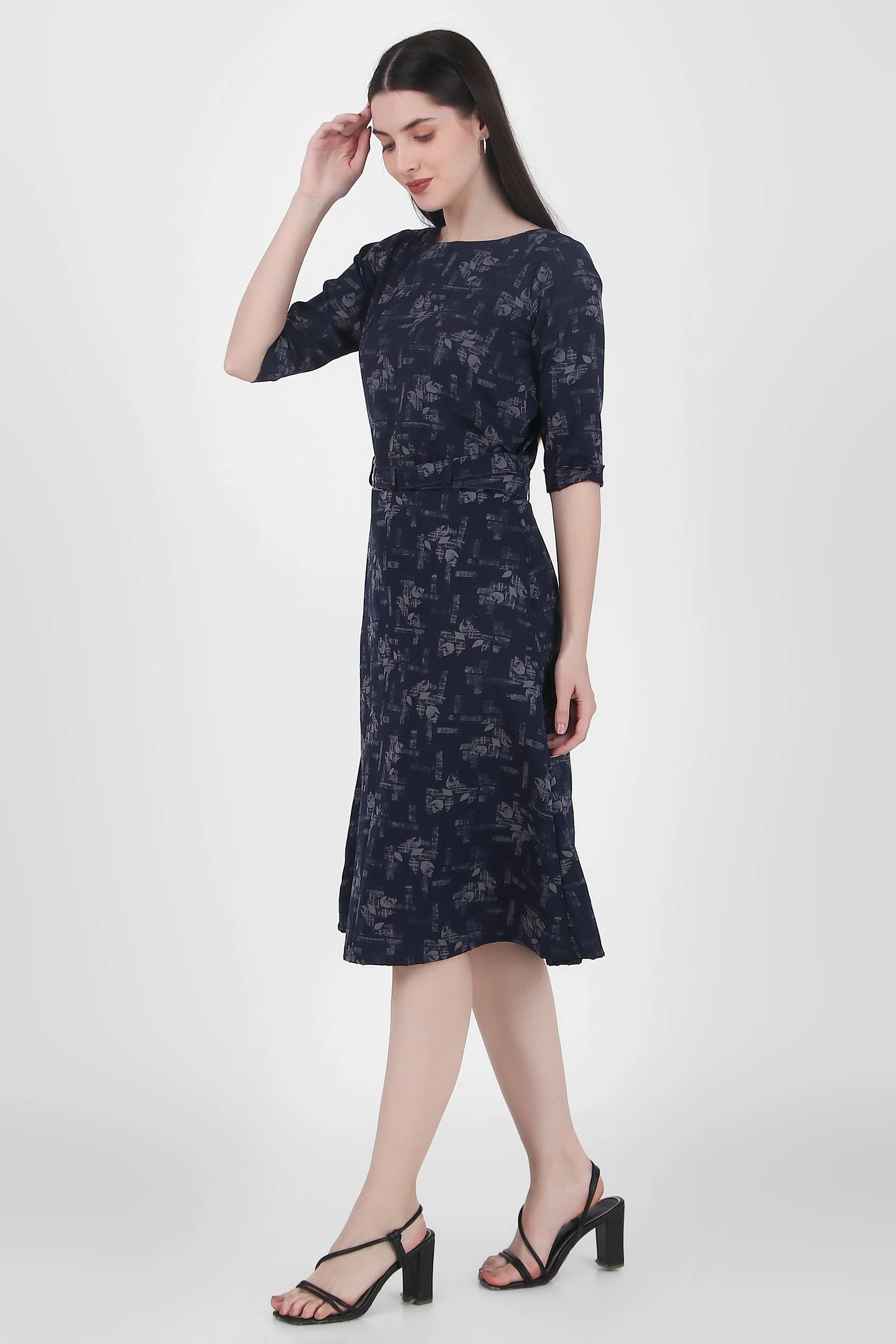 Graceful Drapes Midi Dress - Image 4