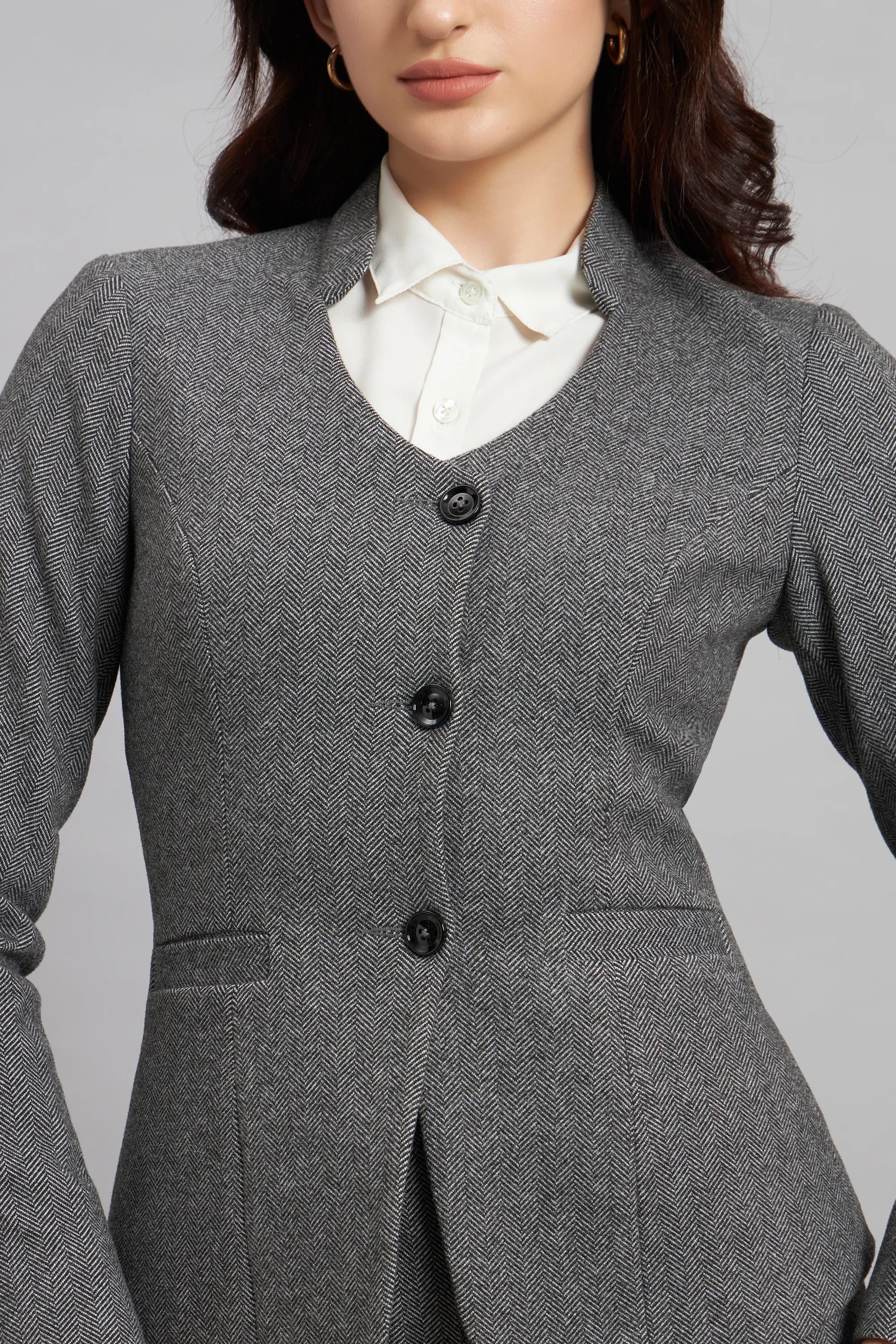 Herringbone Throne-Tone Skirt Suit - Image 4