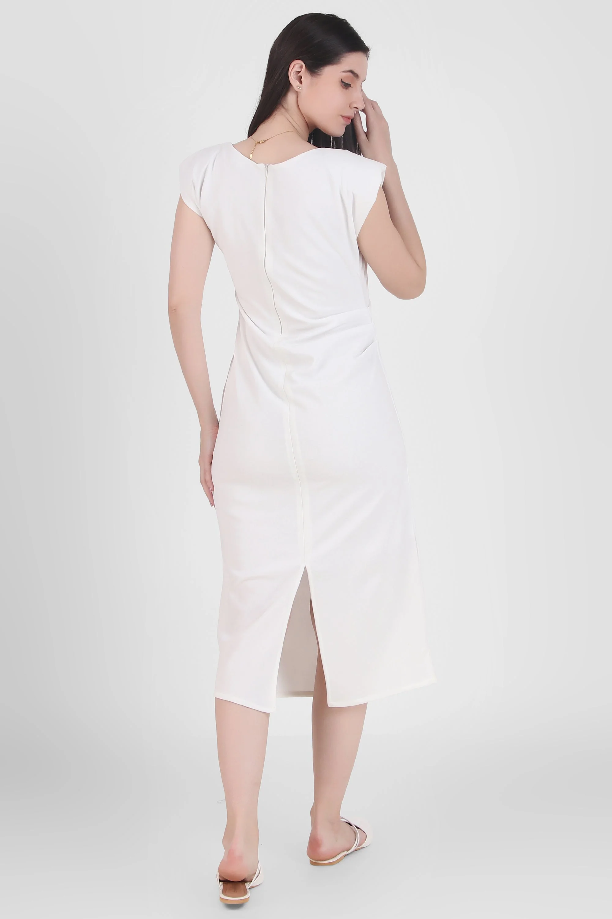 Ivory Sleeveless Midi Dress - Image 4