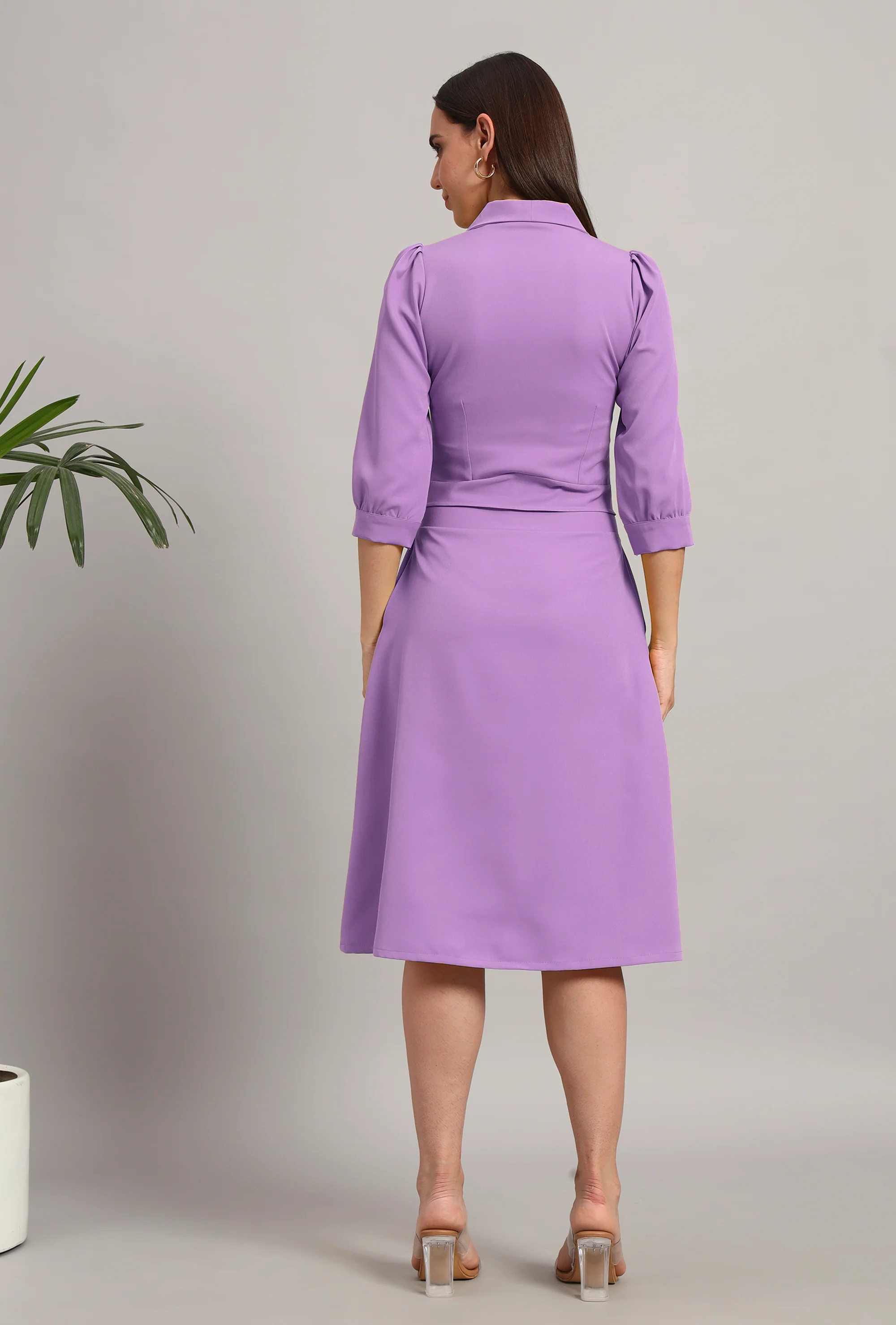 Lilac, Full Sleeves Midi Dress - Image 6