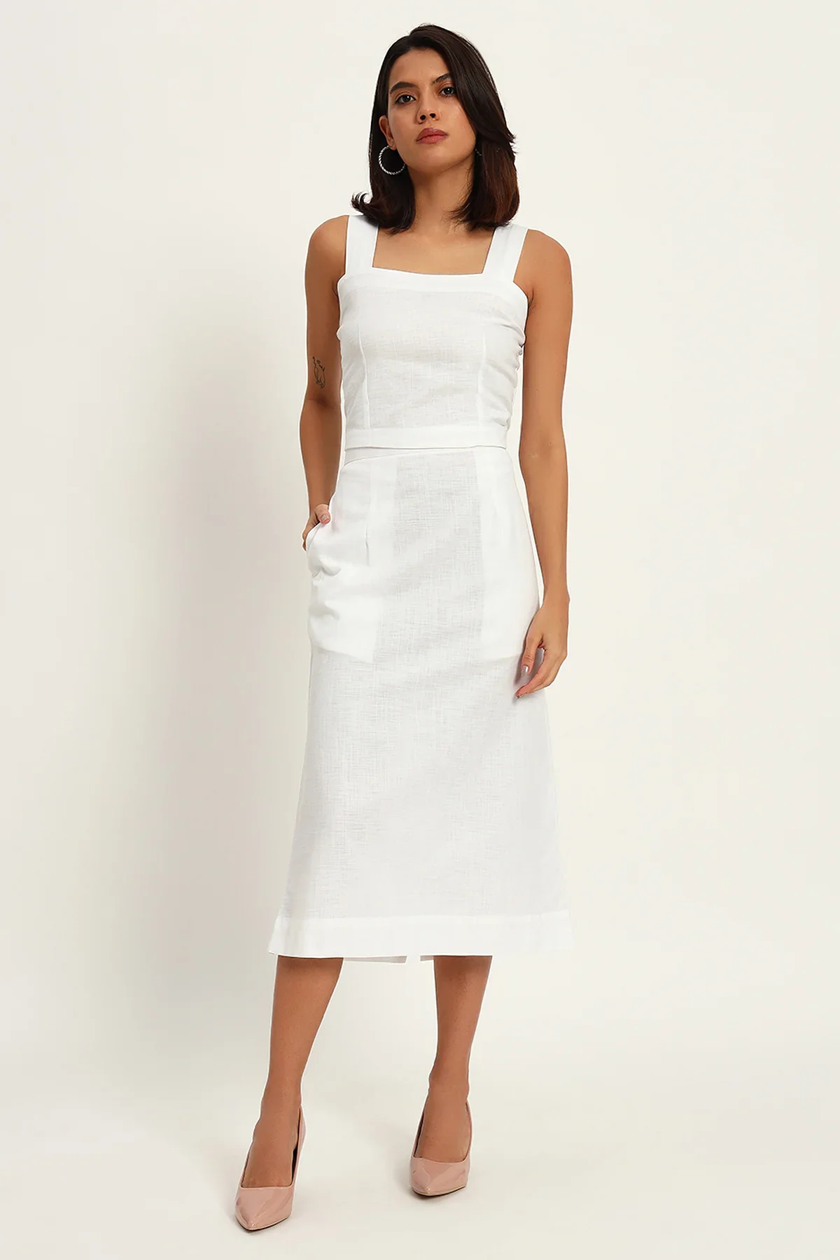 Luxe Linen Trio Jacket with Skirt Co-ord Set, White - Image 6