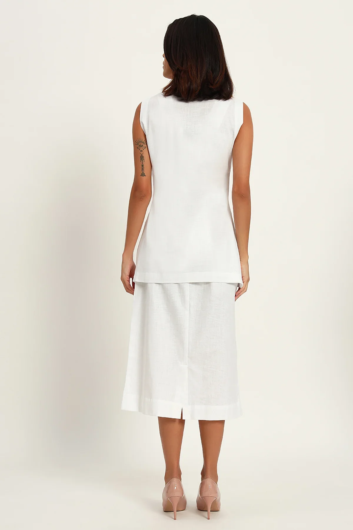 Luxe Linen Trio Jacket with Skirt Co-ord Set, White - Image 7