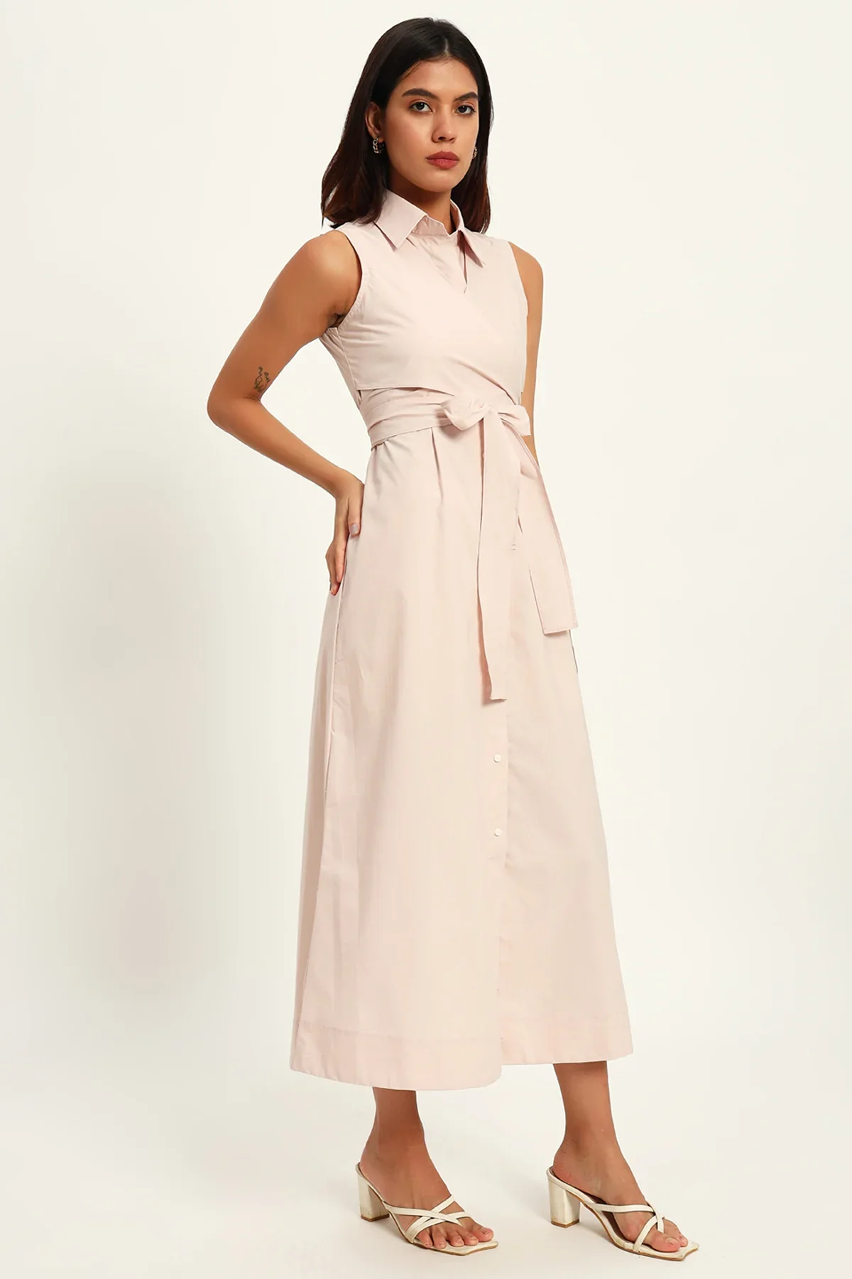 Pearl Charm A-Line Wrap Dress - Image 3