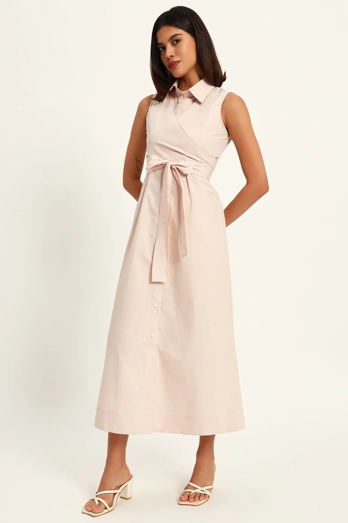 Pearl Charm A-Line Wrap Dress - Image 4