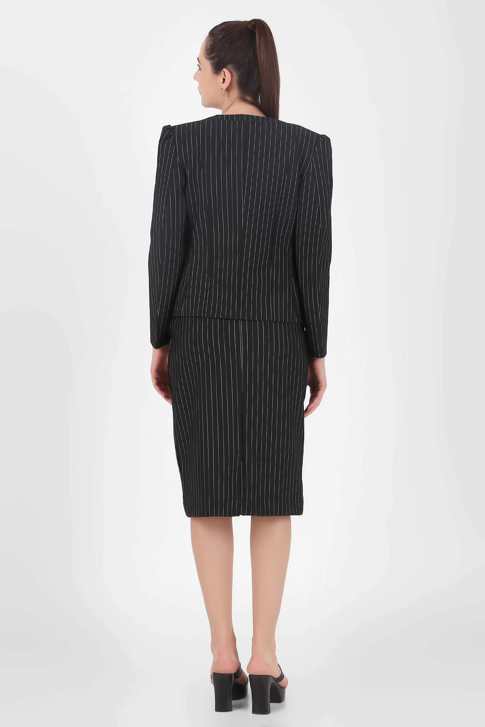 Pinstripe Power Skirt Suit Set - Image 5