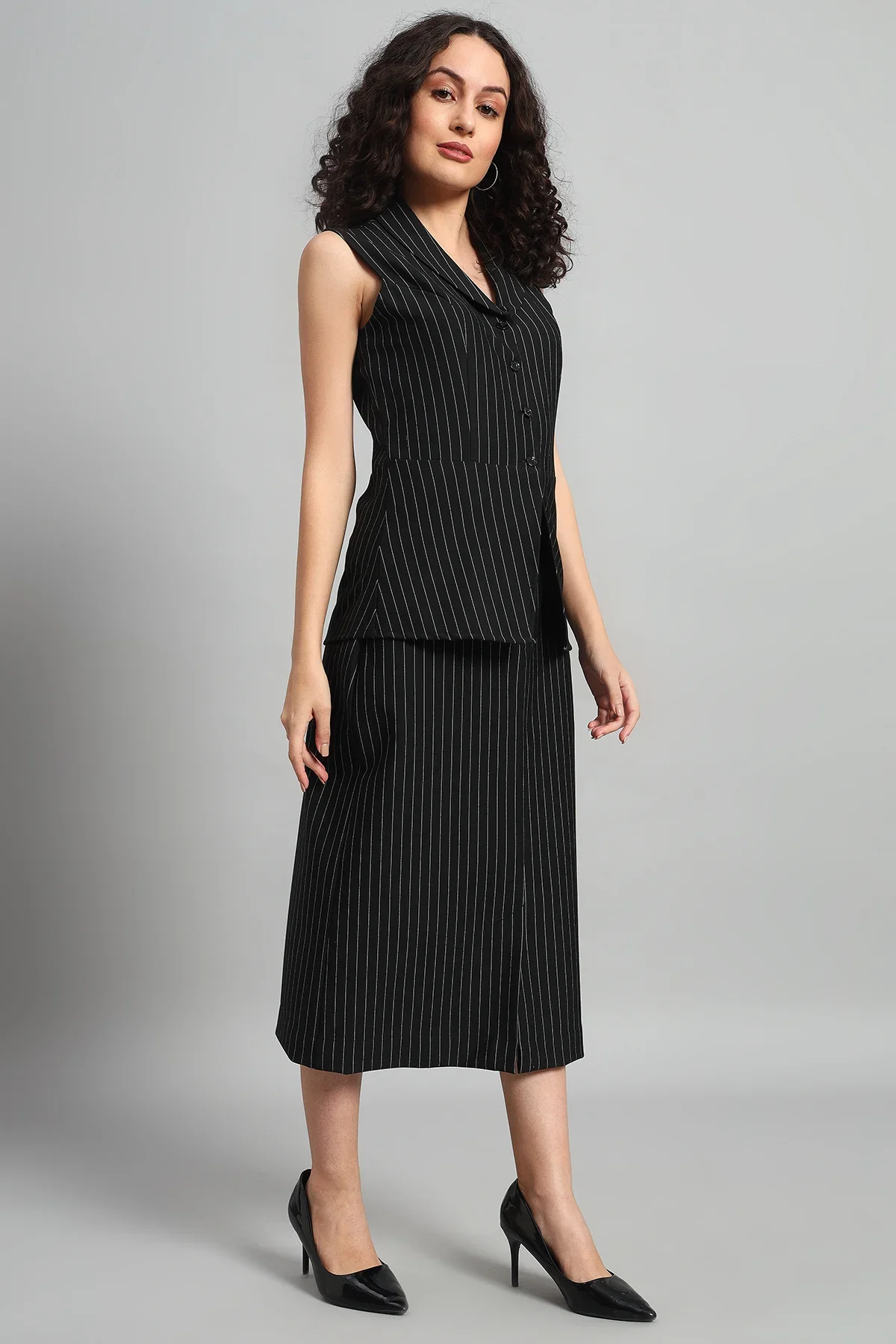 Pinstripe Precision, Vest & Skirt Co-ord - Image 4