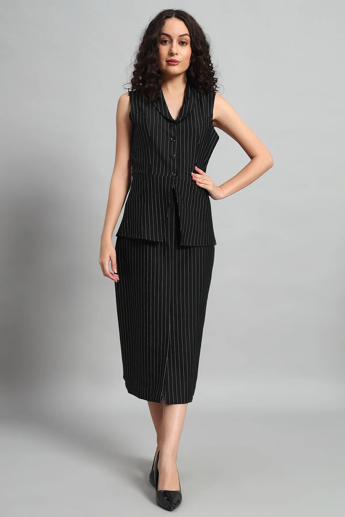 Pinstripe Precision, Vest & Skirt Co-ord - Image 5