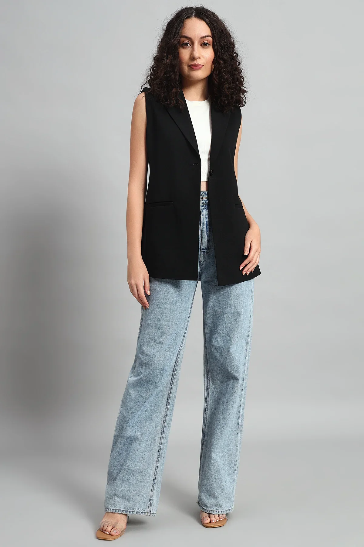 Polished Power Vest Jacket, Black - Image 4