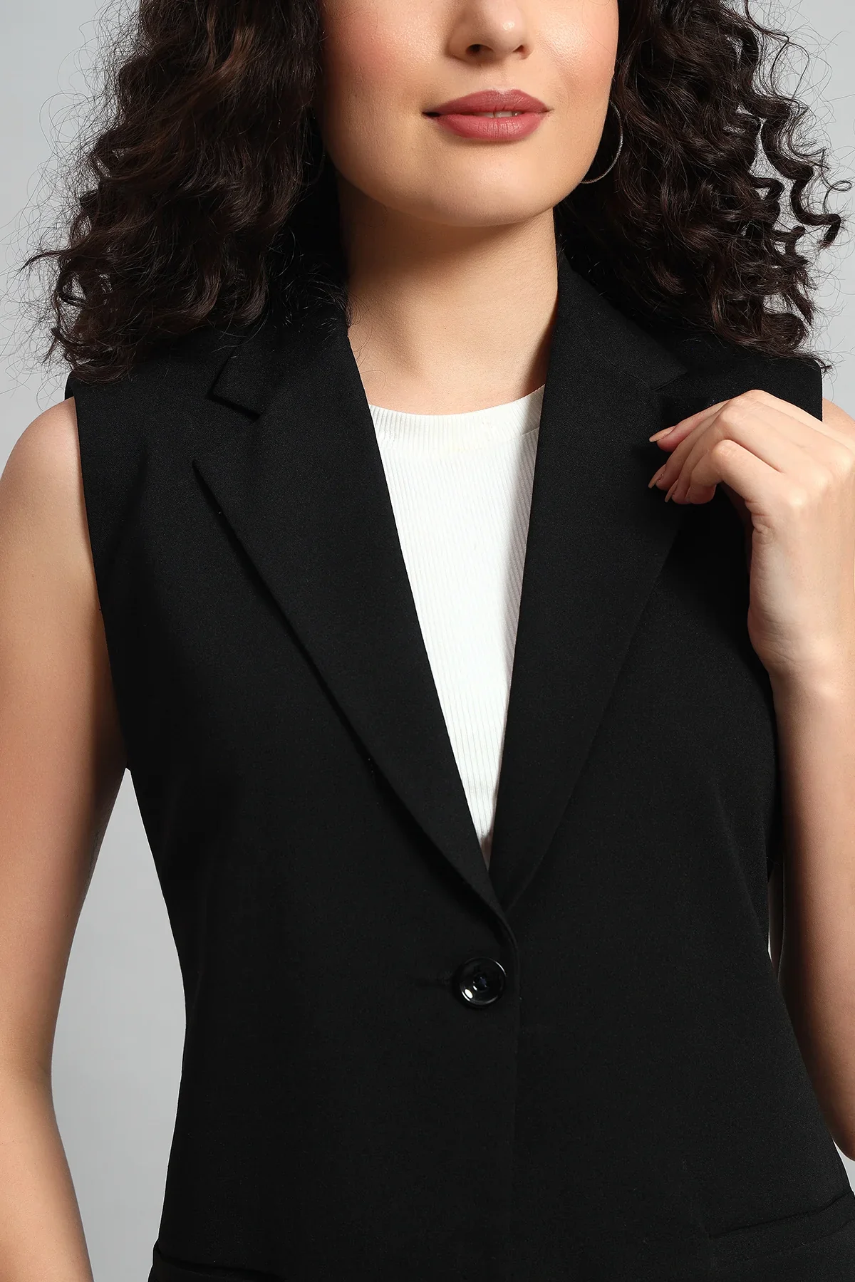 Polished Power Vest Jacket, Black - Image 6