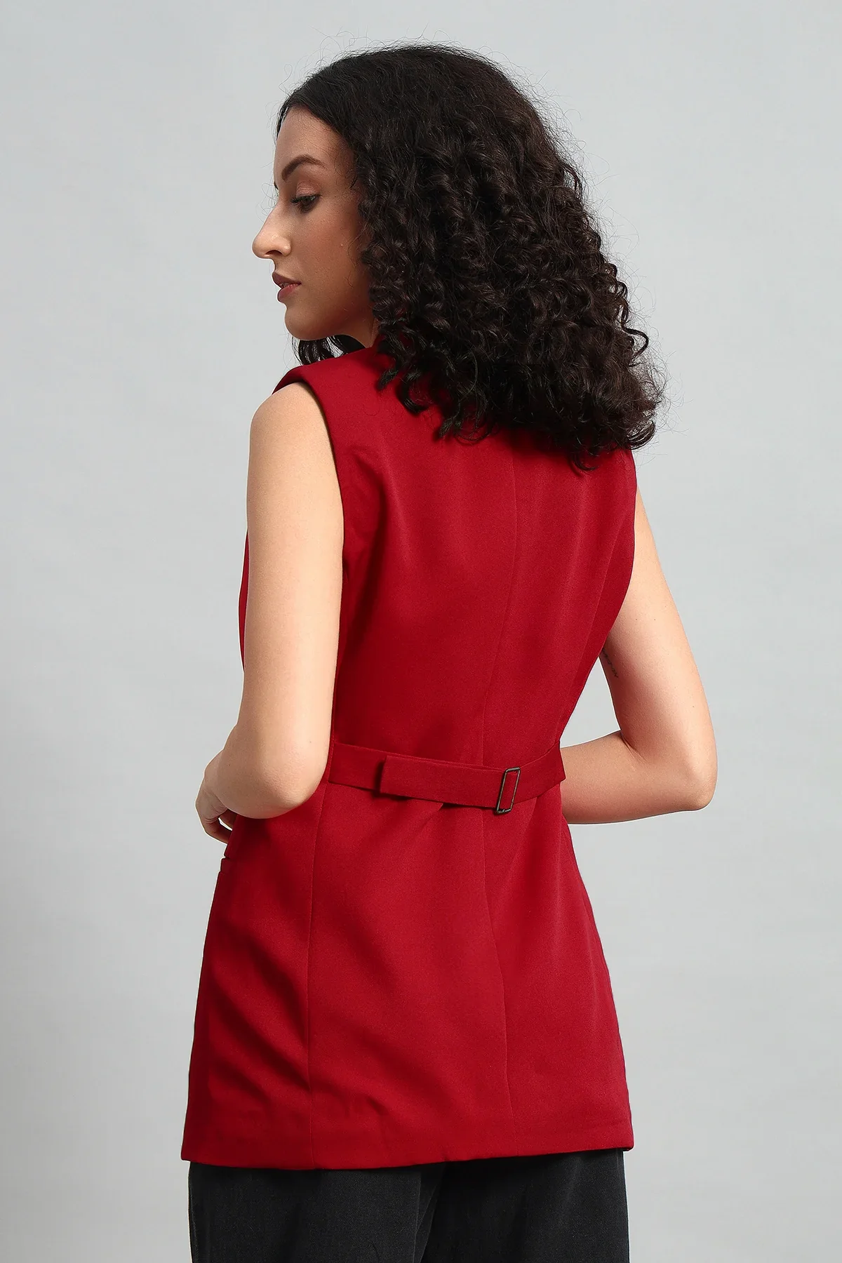 Polished Power Vest Jacket, Red - Image 4