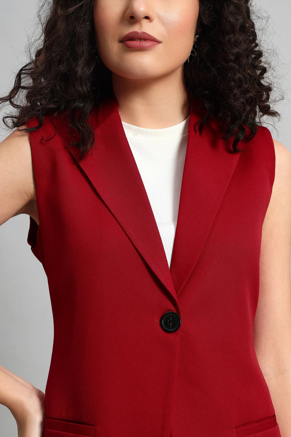 Polished Power Vest Jacket, Red - Image 7