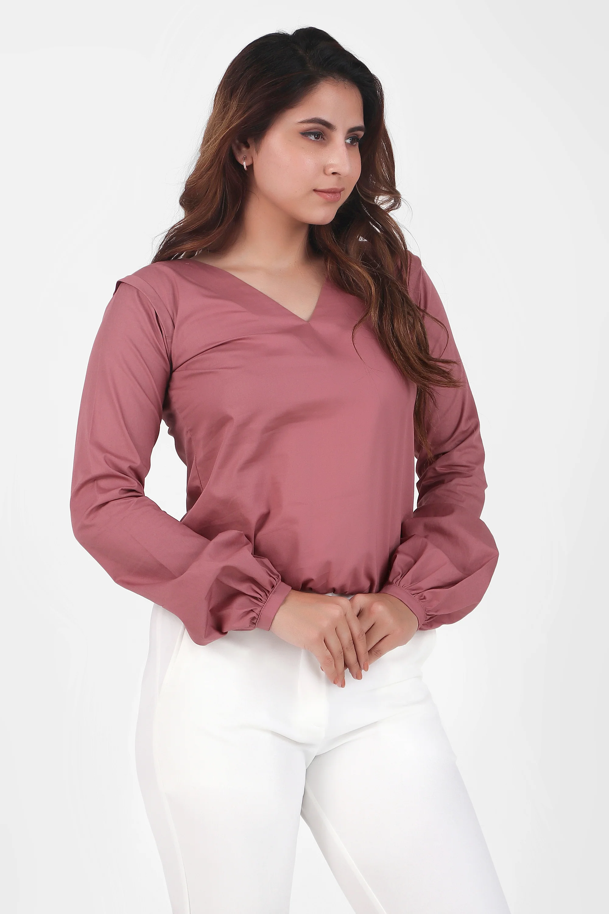 Puff Perfection, Long Sleeves Top, Dusky Rose - Image 3
