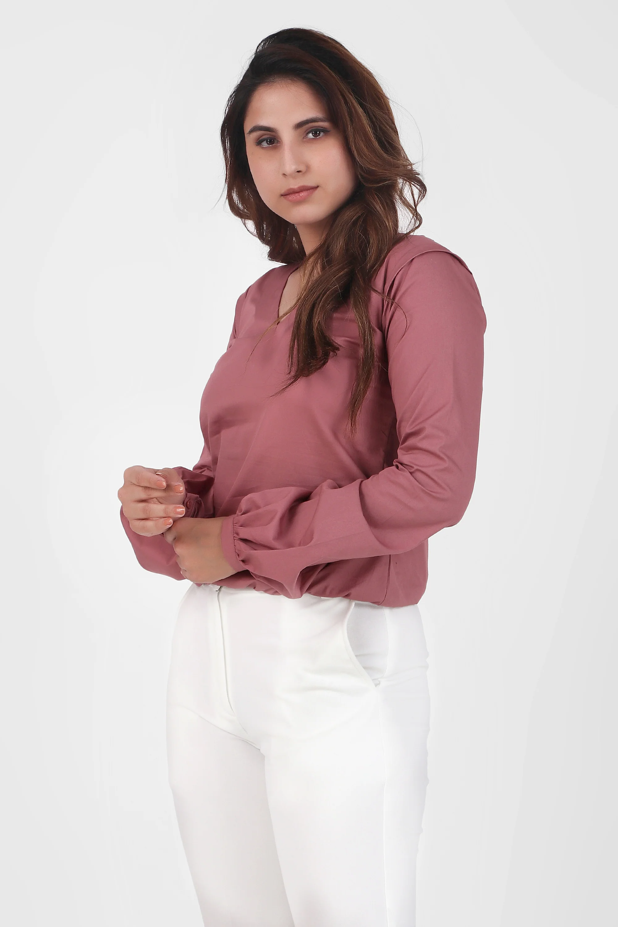 Puff Perfection, Long Sleeves Top, Dusky Rose - Image 4