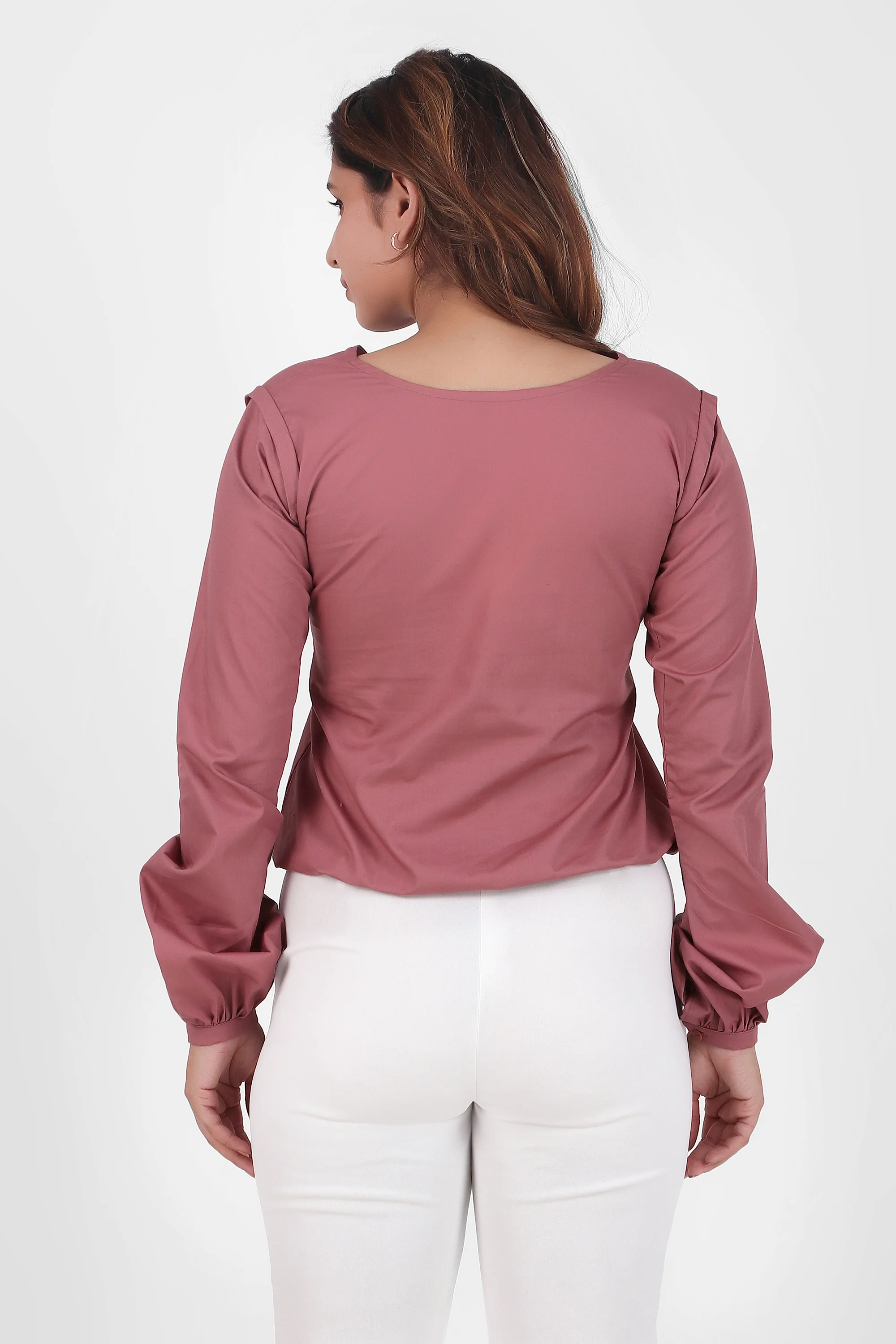 Puff Perfection, Long Sleeves Top, Dusky Rose - Image 5