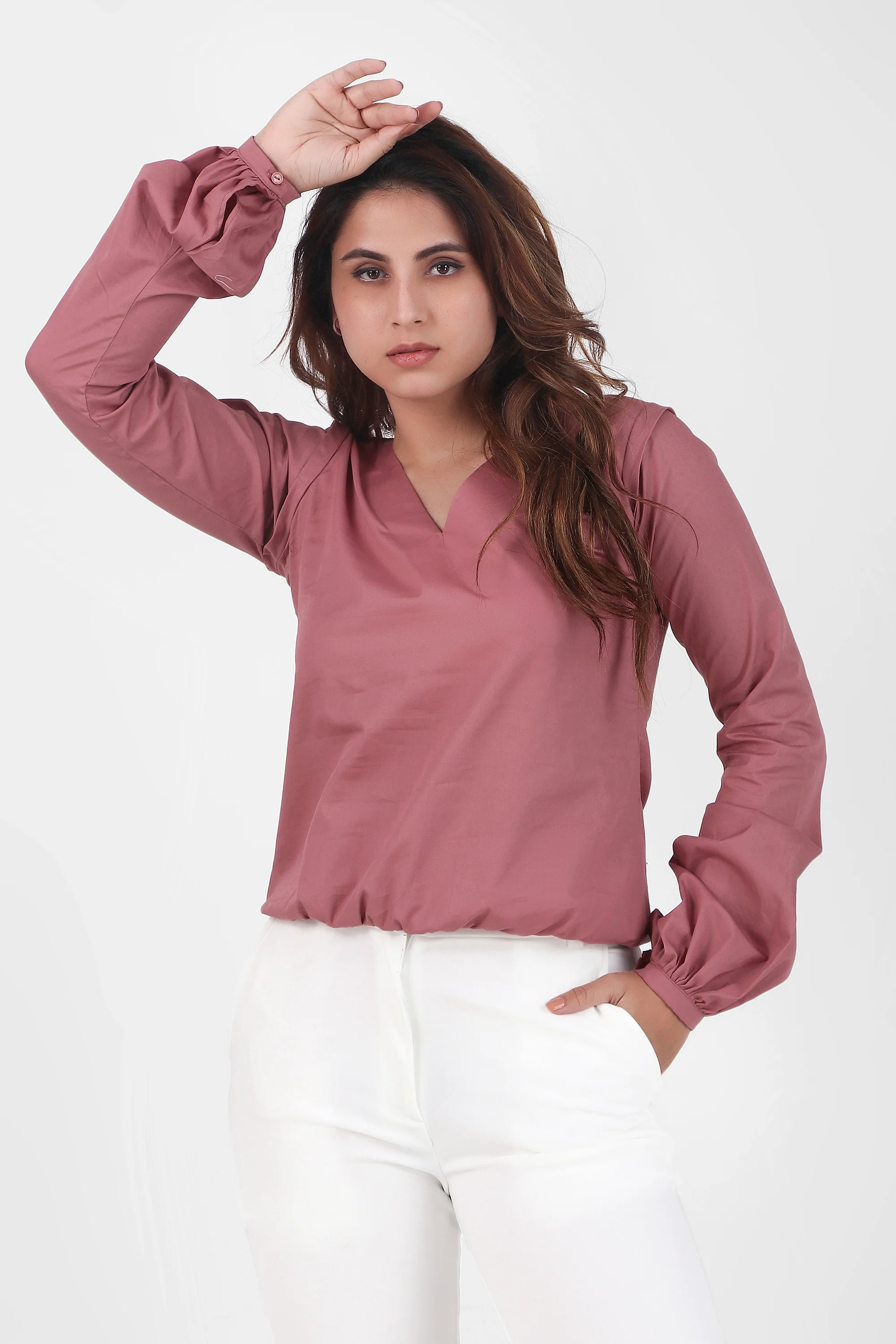 Puff Perfection, Long Sleeves Top, Dusky Rose - Image 6