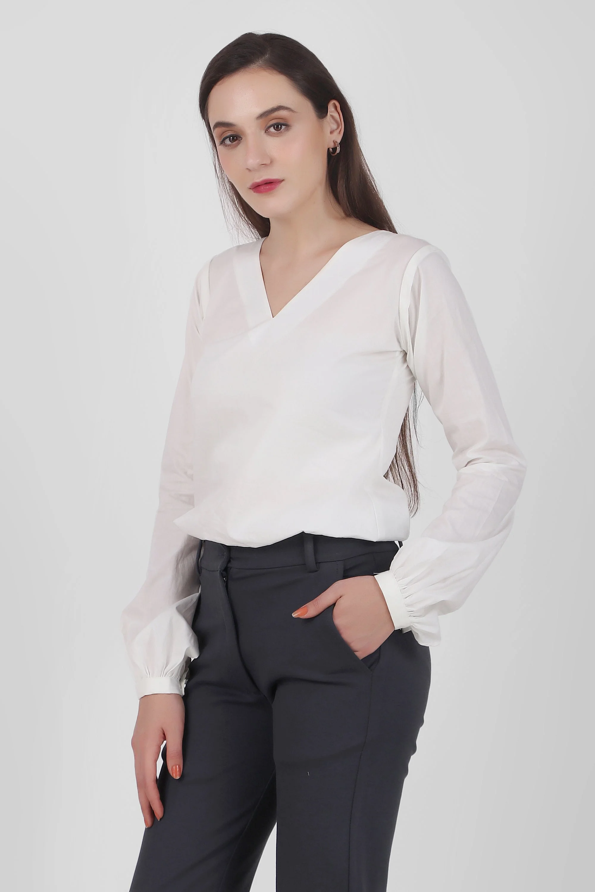 Puff Perfection, Long Sleeves Top, White - Image 3