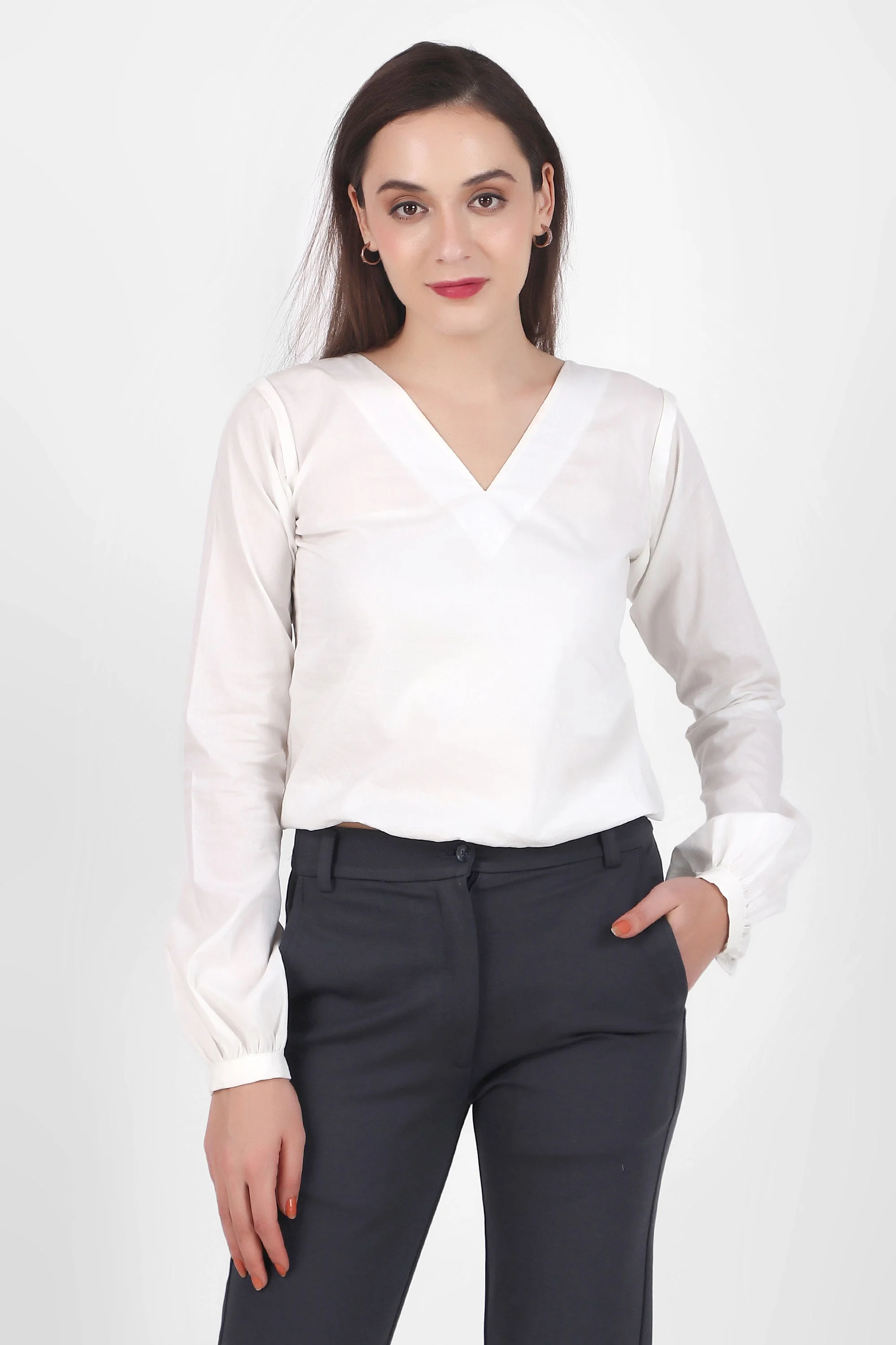 Puff Perfection, Long Sleeves Top, White - Image 4