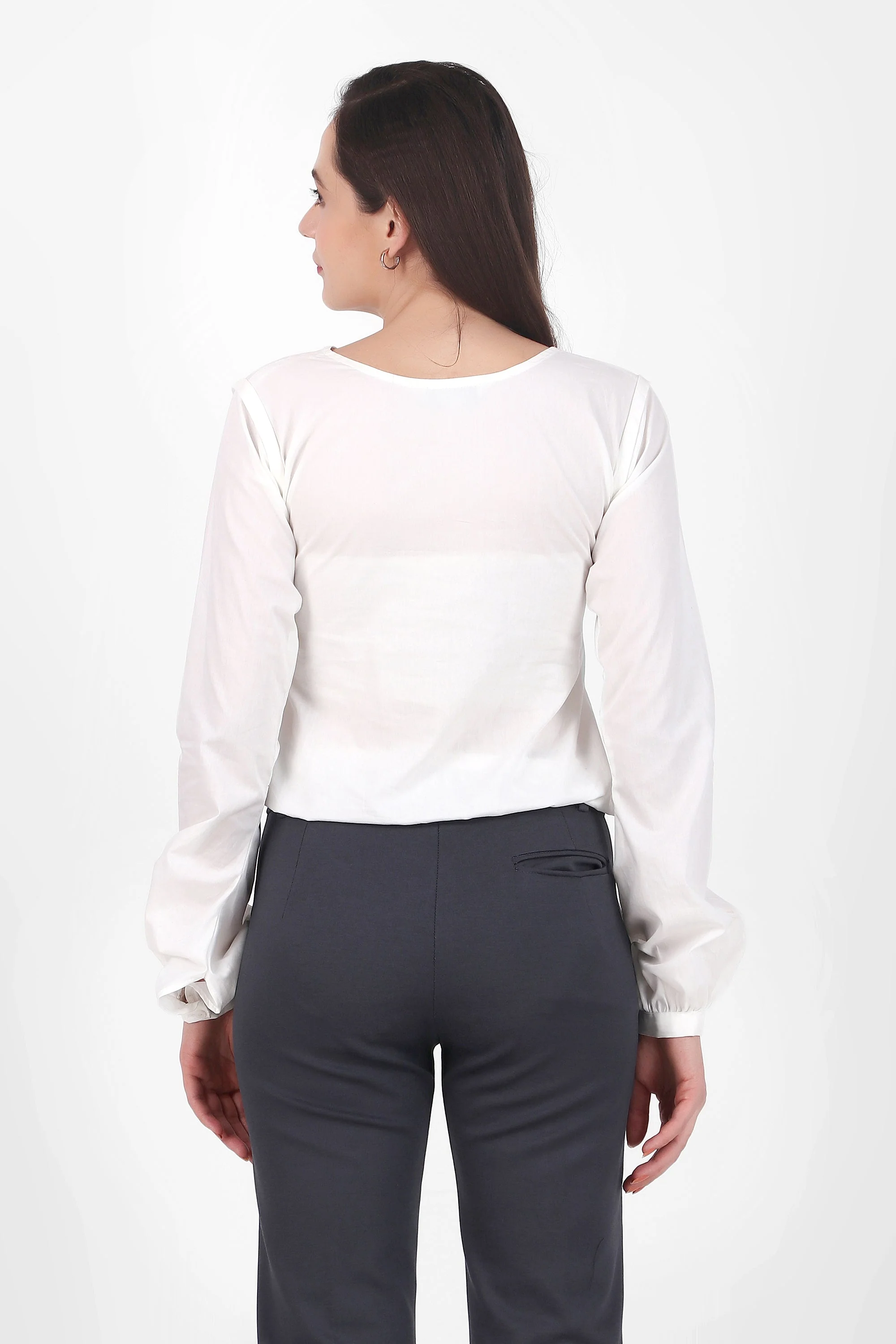 Puff Perfection, Long Sleeves Top, White - Image 5