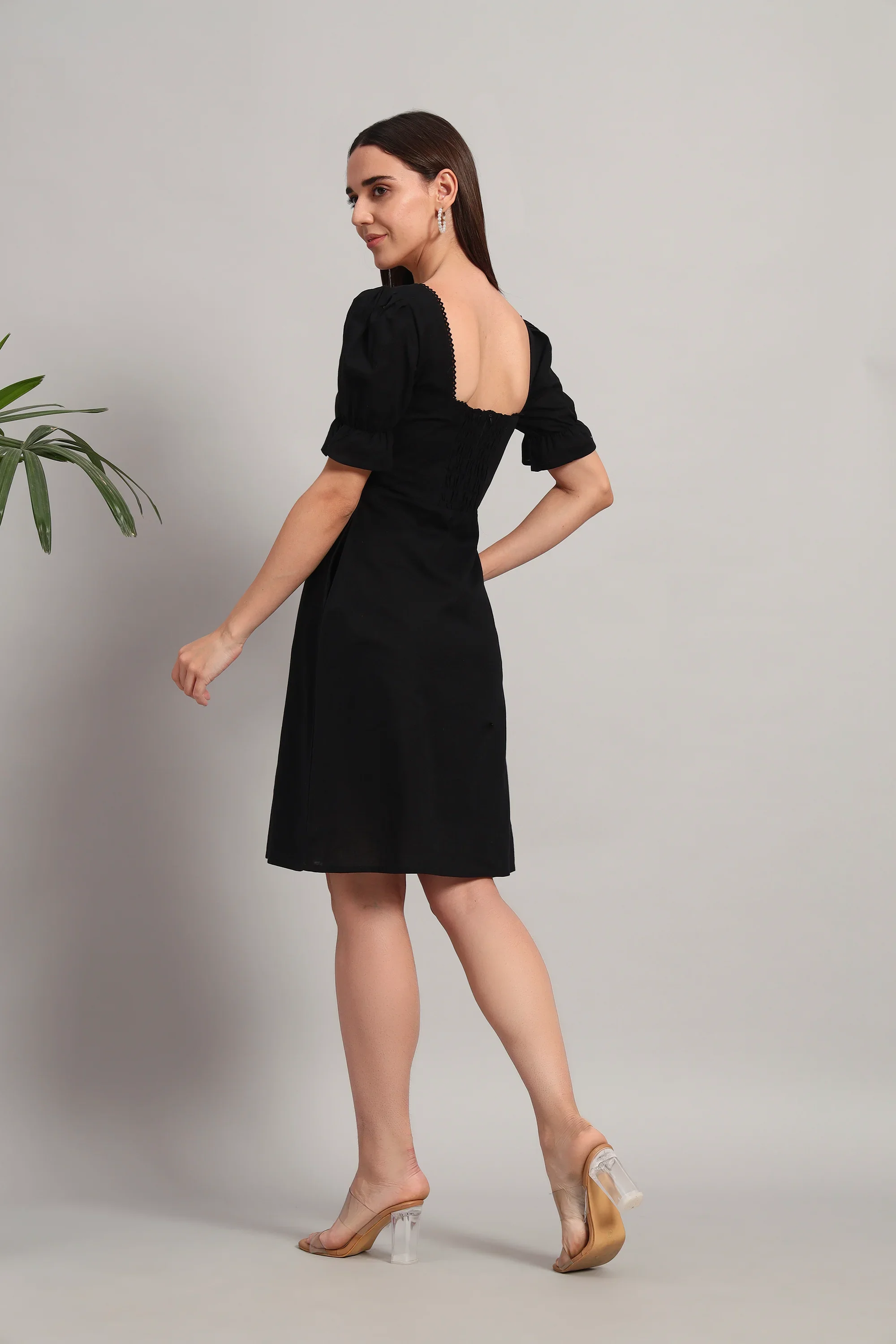 Puff & Petal Black, Midi Dress - Image 6