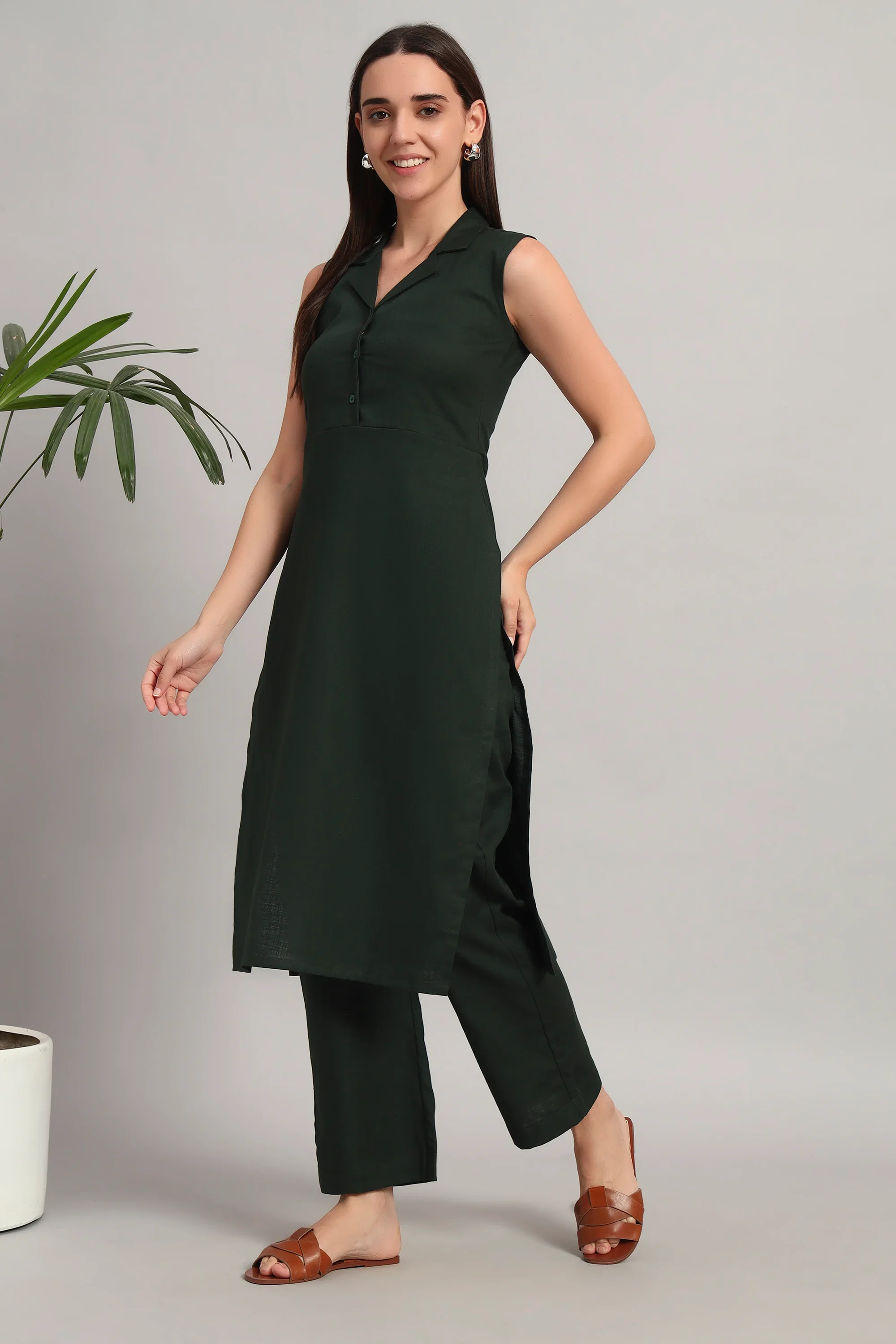 Roz Ka Kurta Set, Bottle Green - Image 4