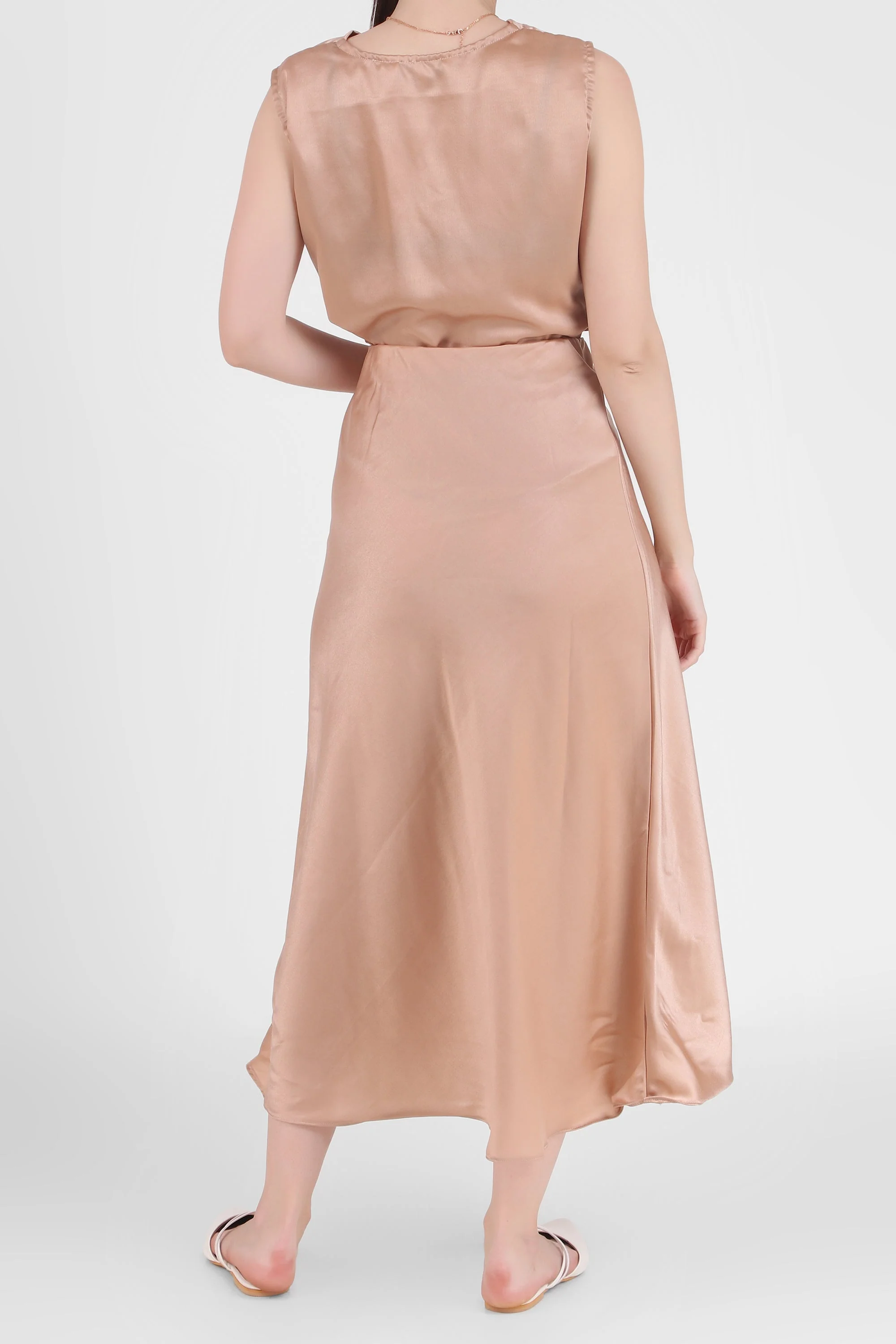 Satin Midi Skirt, Hazelnut - Image 5