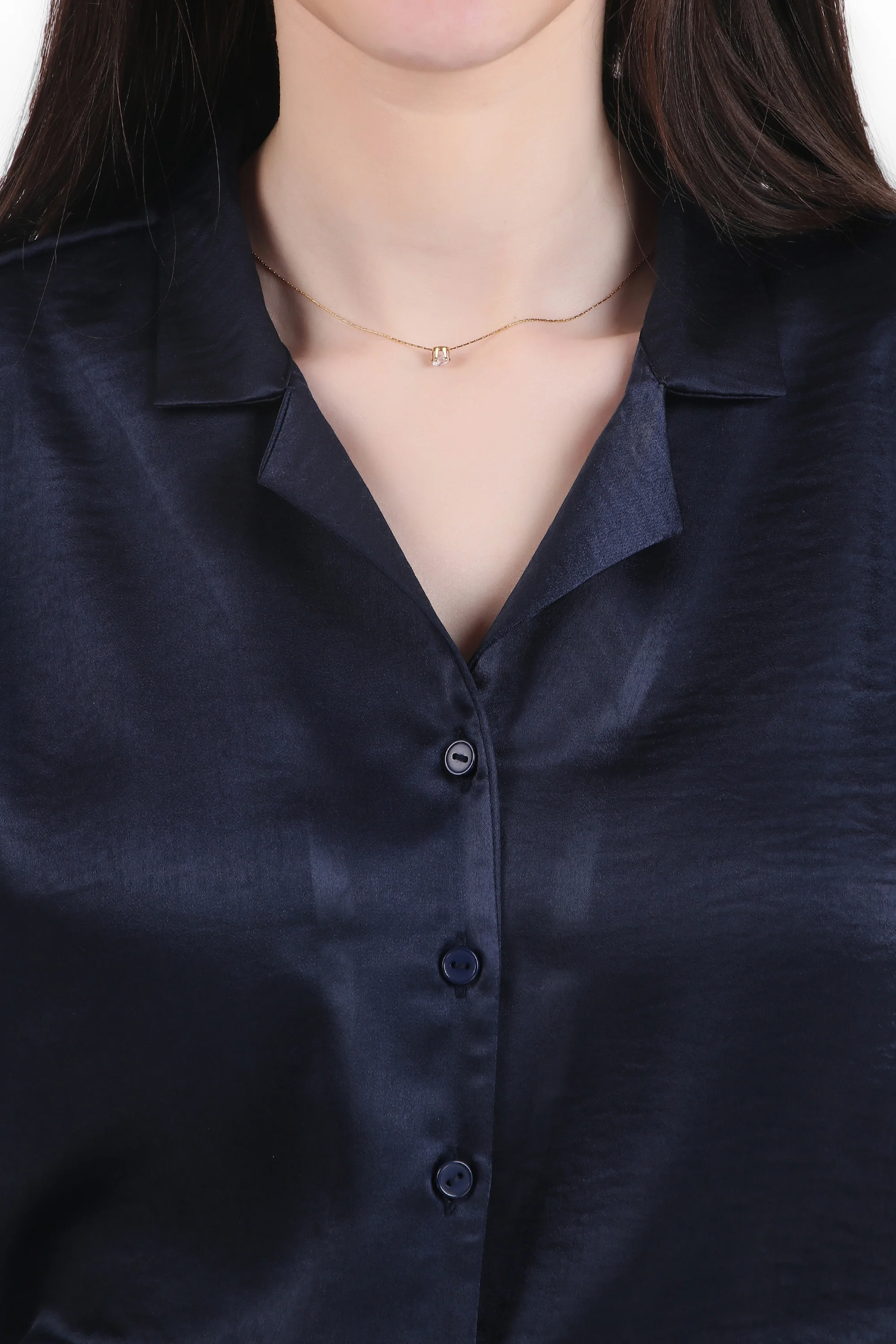 Short Sleeve Satin Shirt, Deep Sea Blue - Image 6