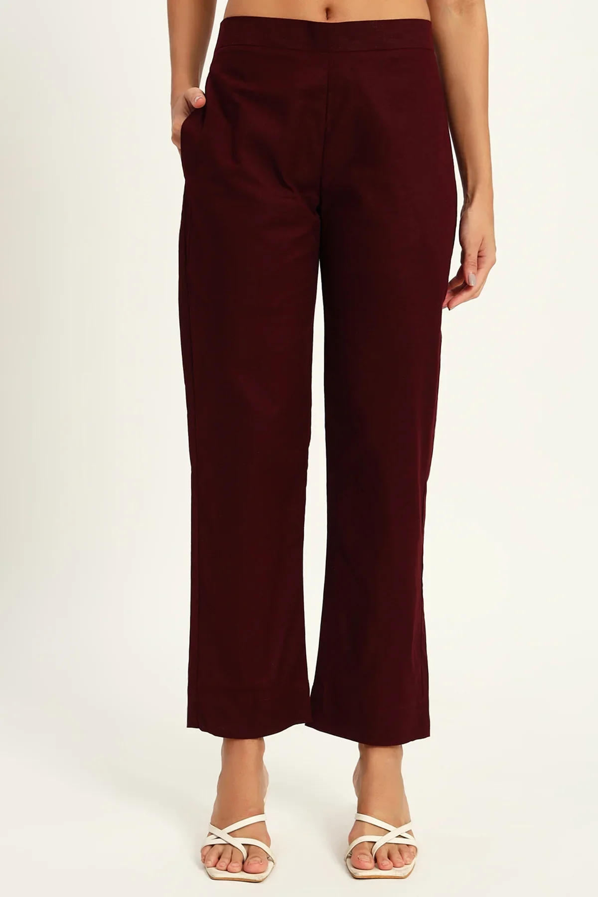 Signature Lapel Kurta Pant Set, Wine - Image 6