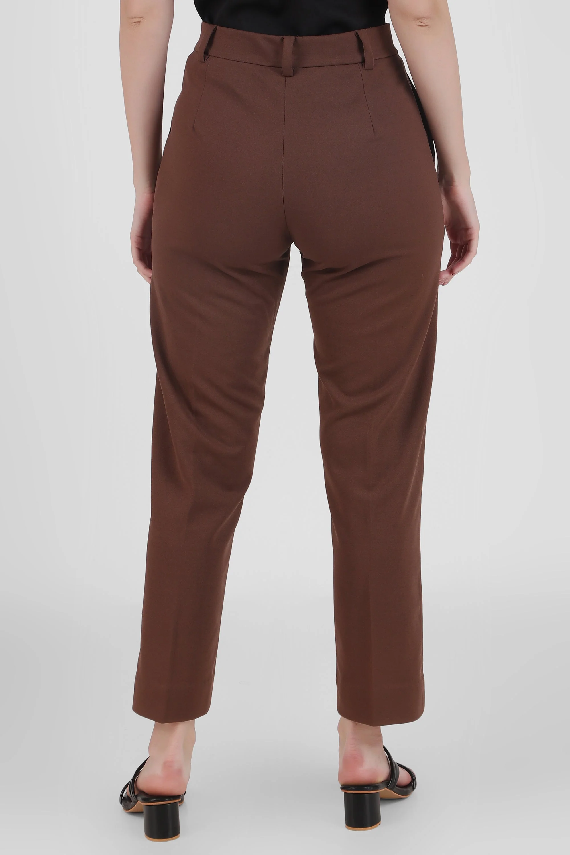 Straight Fit Formal Trousers, Brown - Image 4