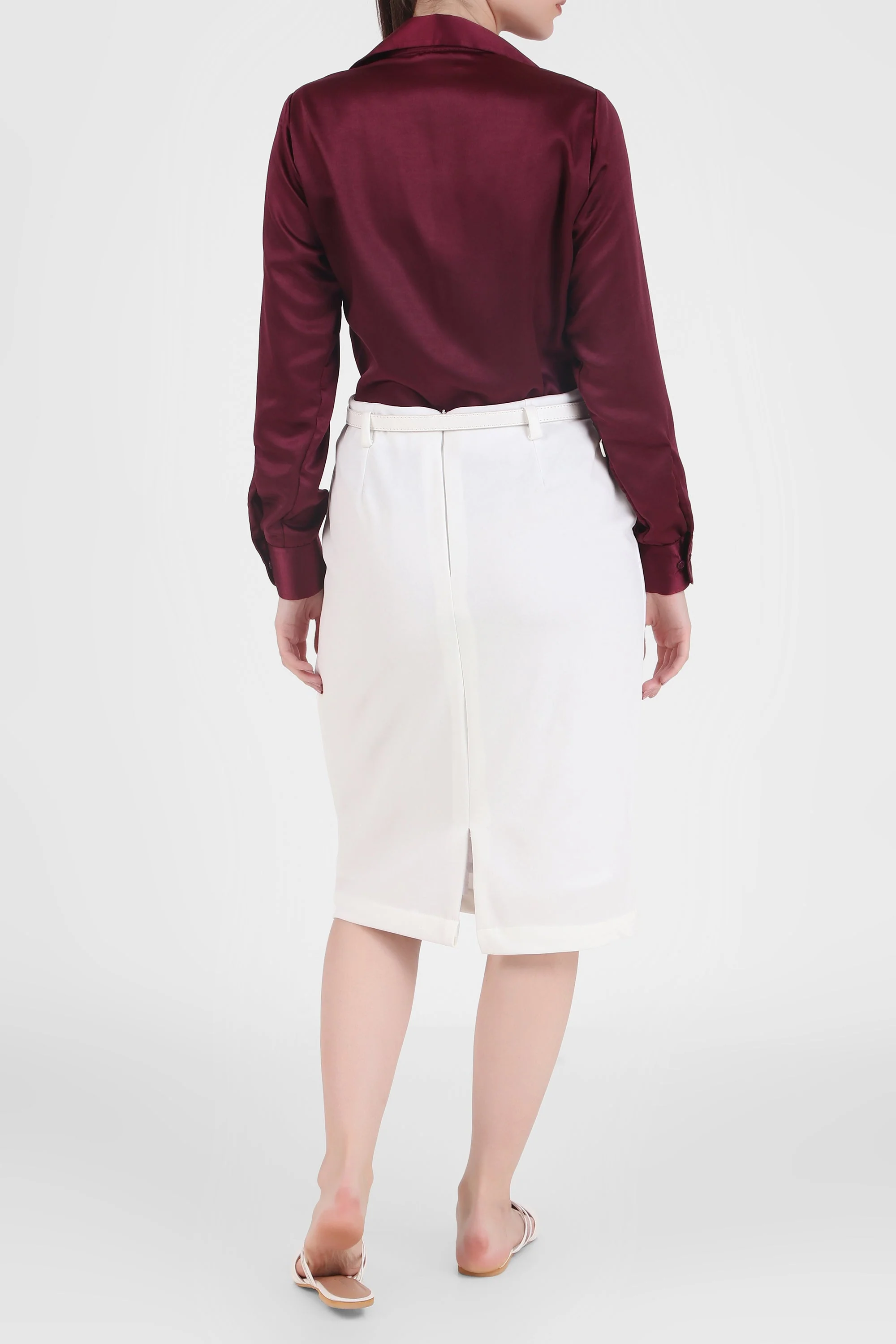 Stretchable White Midi Skirt - Image 3