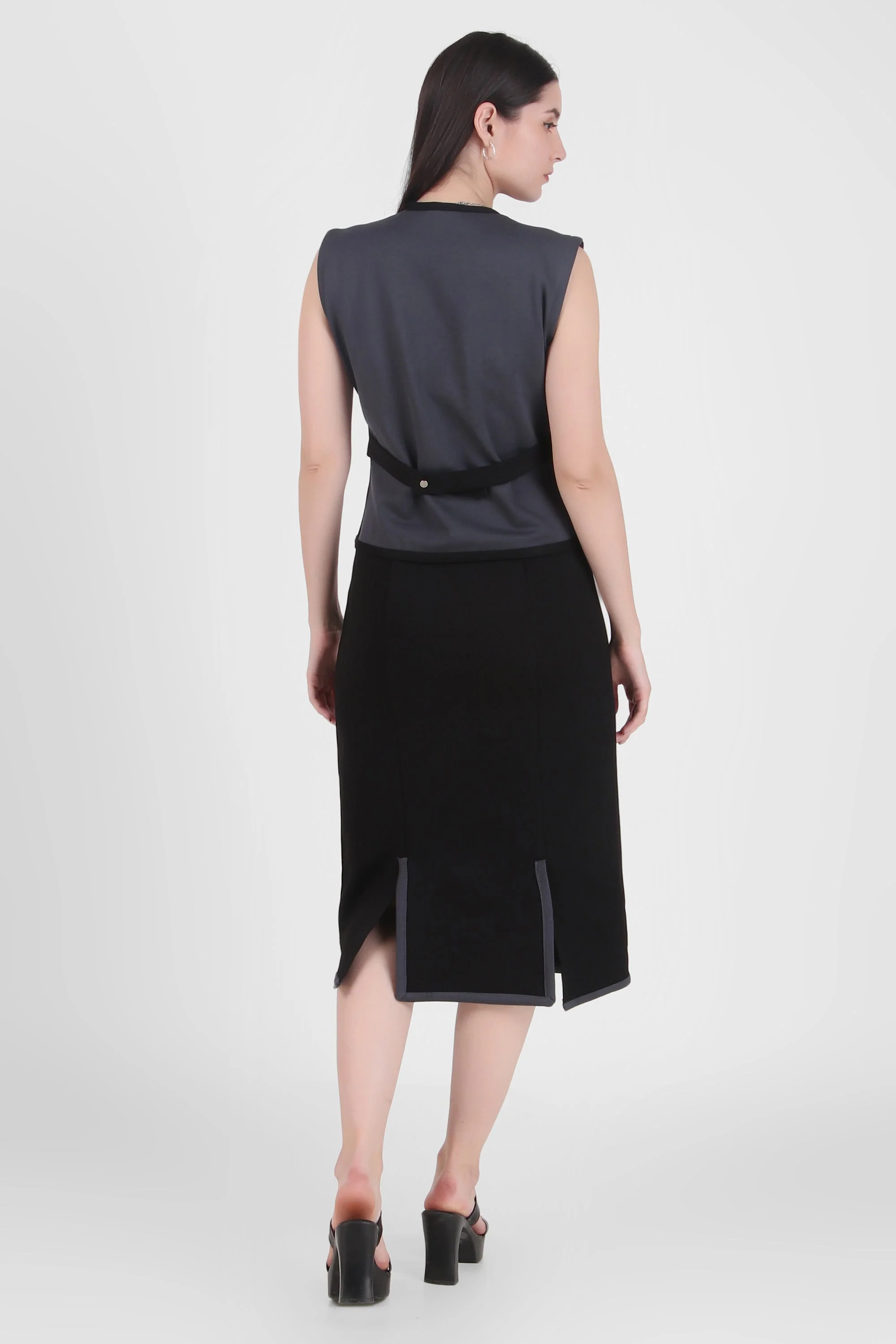 Tailored Vest Pencil Midi Dress - Image 5