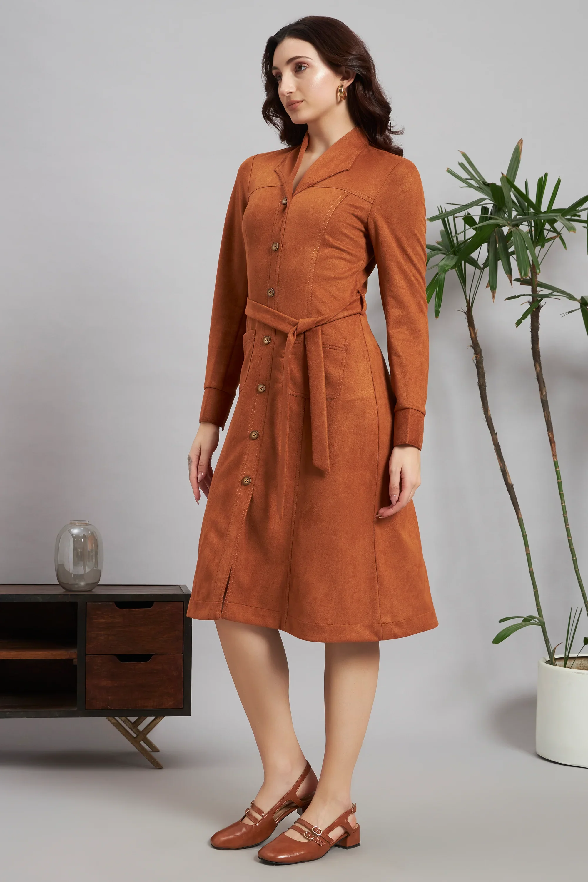 Tan & Tact Suede Midi Dress - Image 3