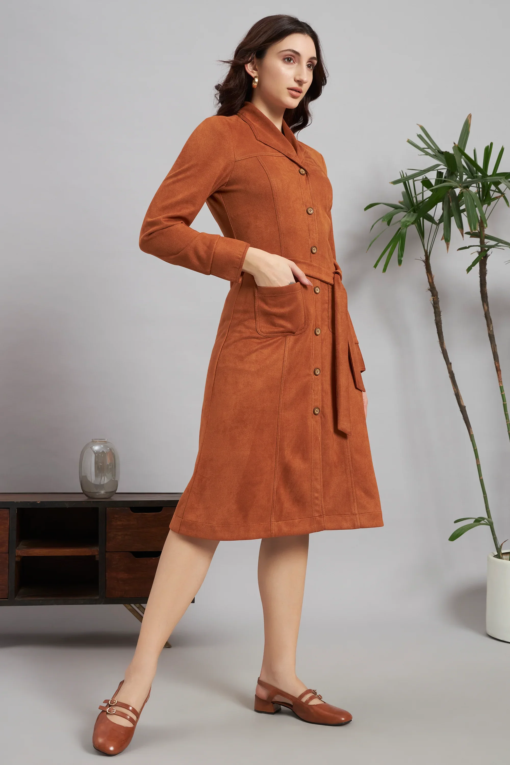 Tan & Tact Suede Midi Dress - Image 4