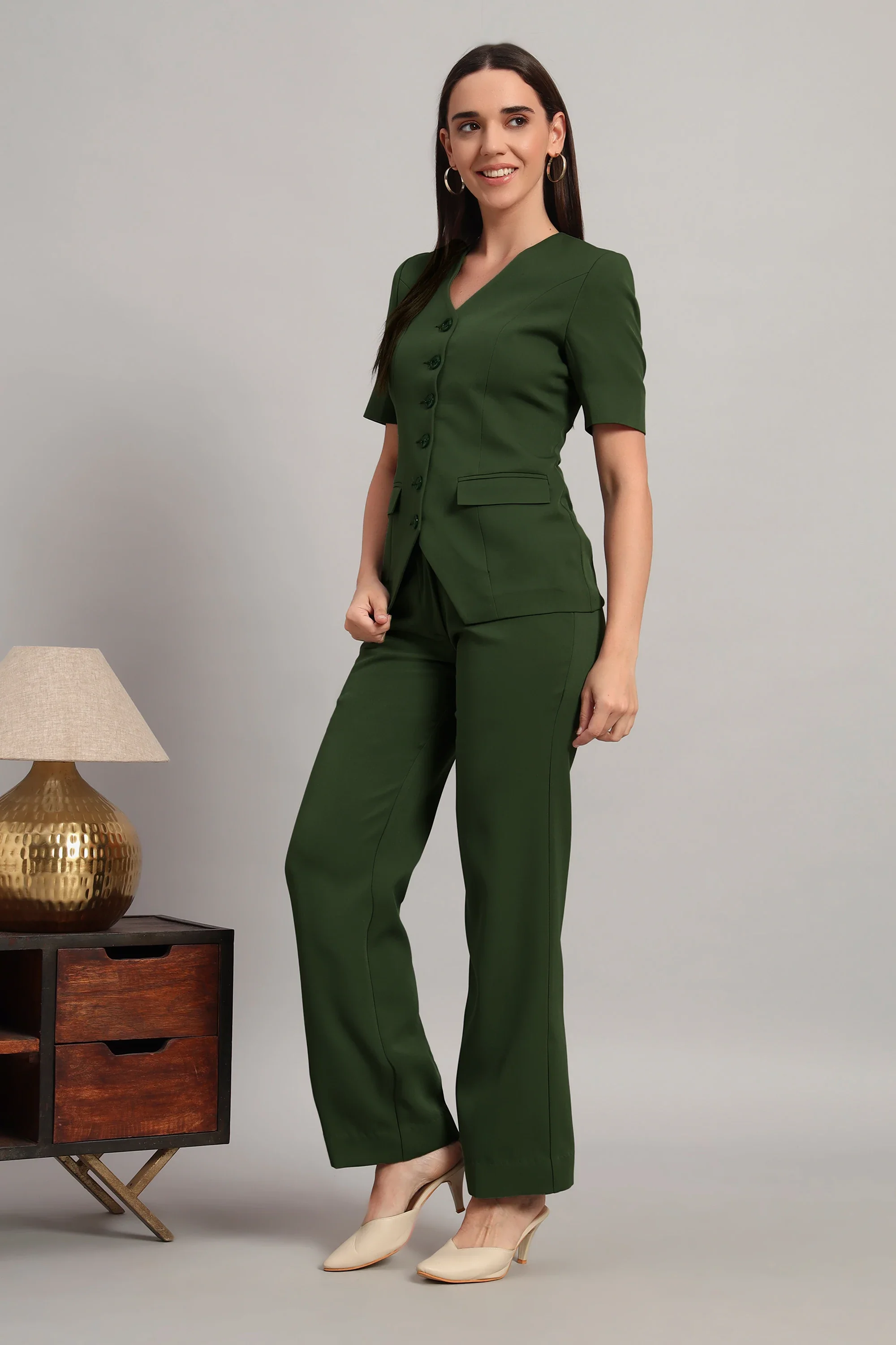 The Breezy Blazer Set, Olive Green - Image 3
